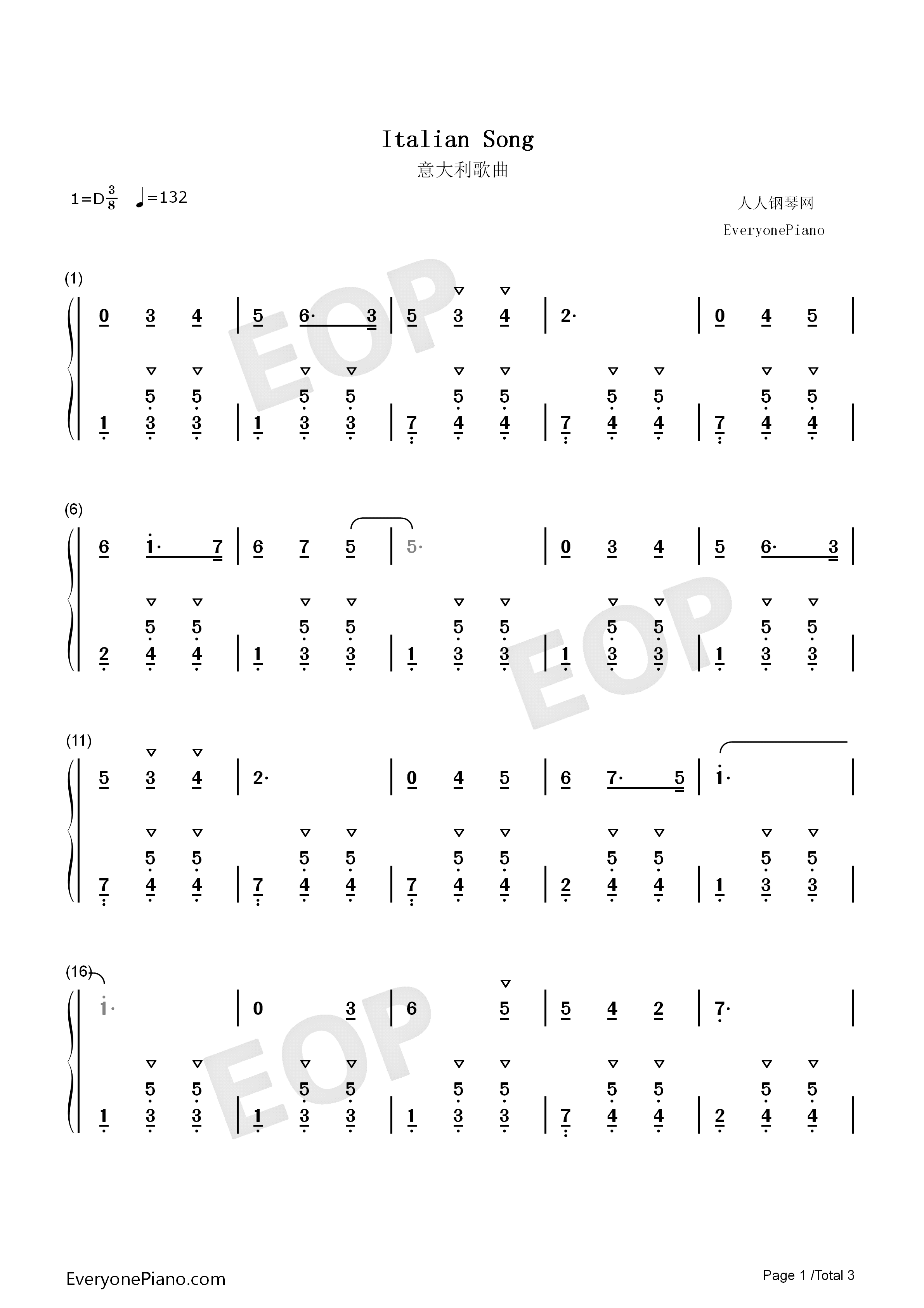 意大利歌曲钢琴简谱-柴可夫斯基演唱1