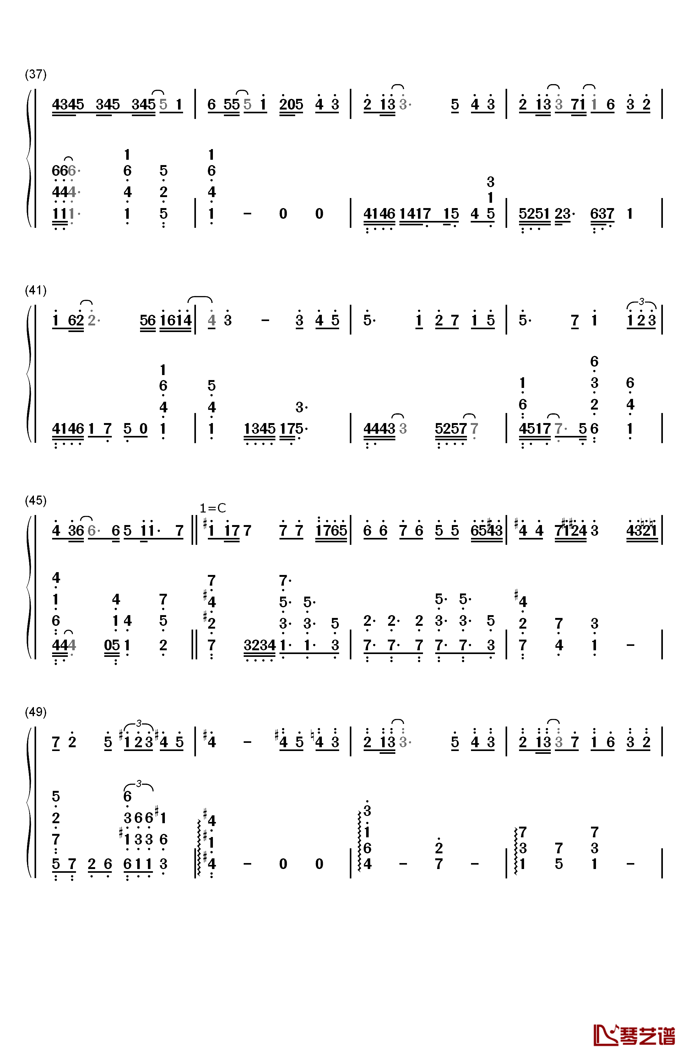 摩天轮的思念钢琴简谱-数字双手-王俊凯3