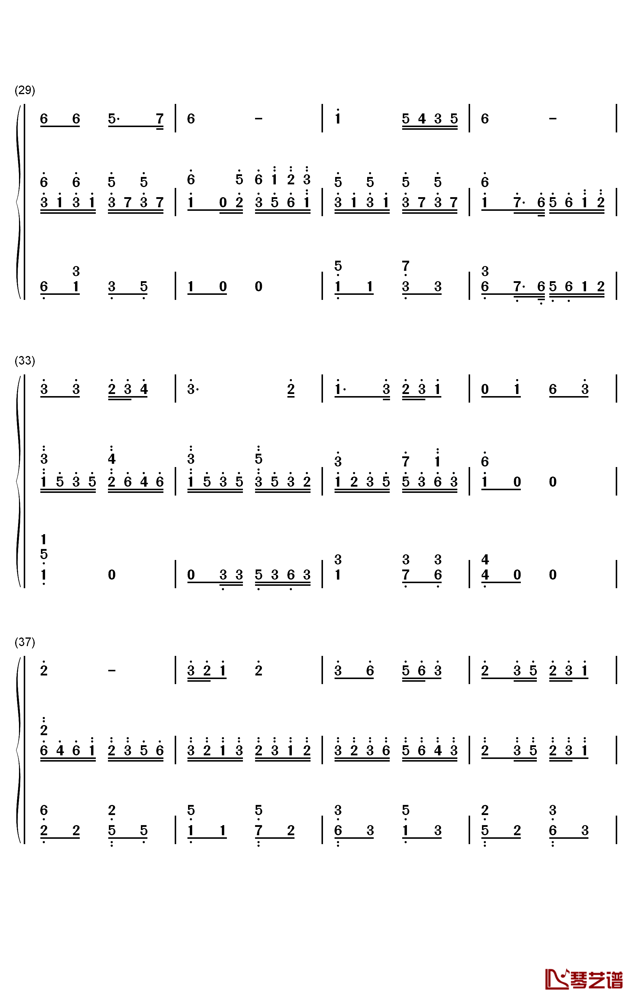 梨花颂钢琴简谱-数字双手-杨乃林3