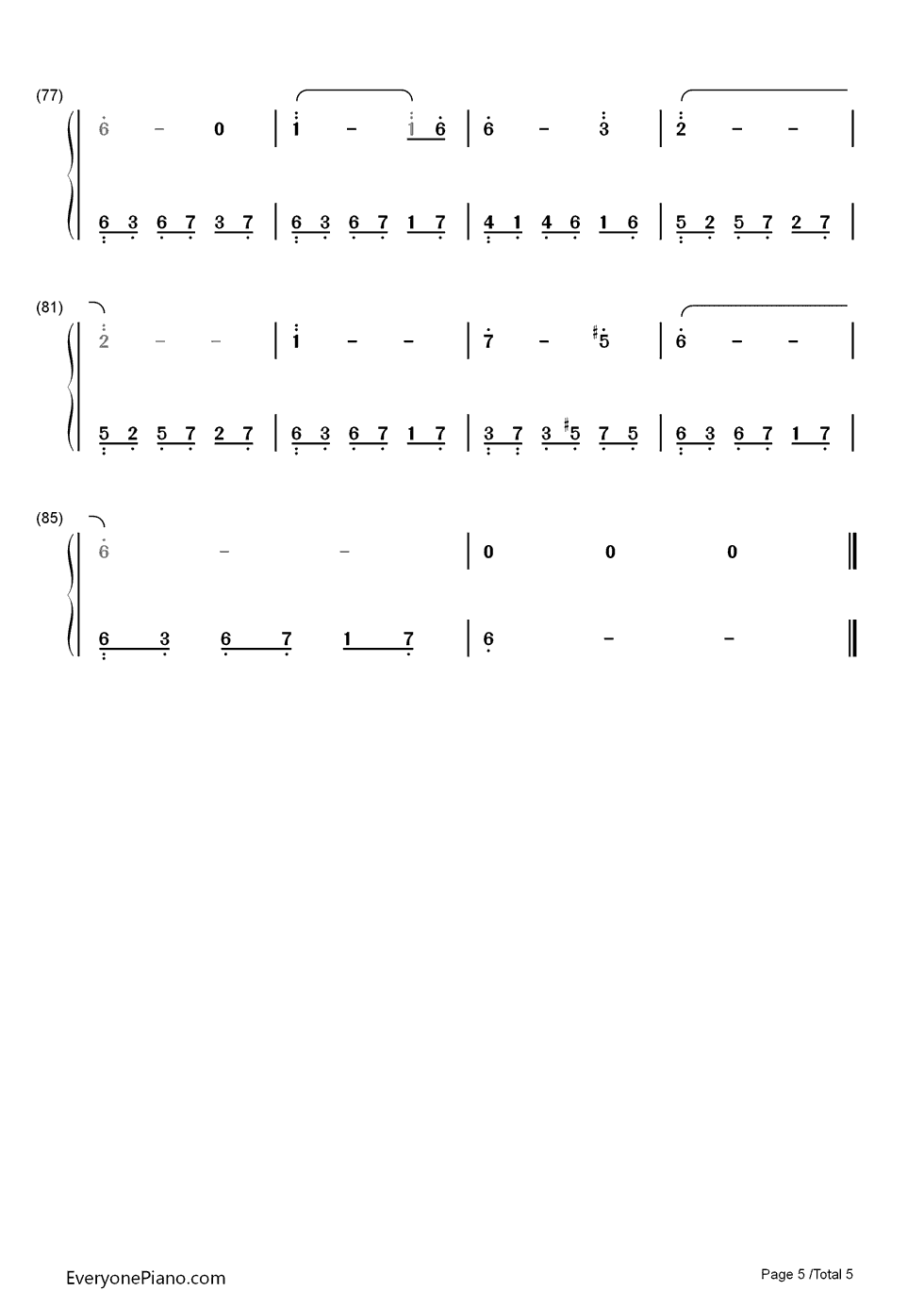 见或不见钢琴简谱-数字双手-何晟铭5