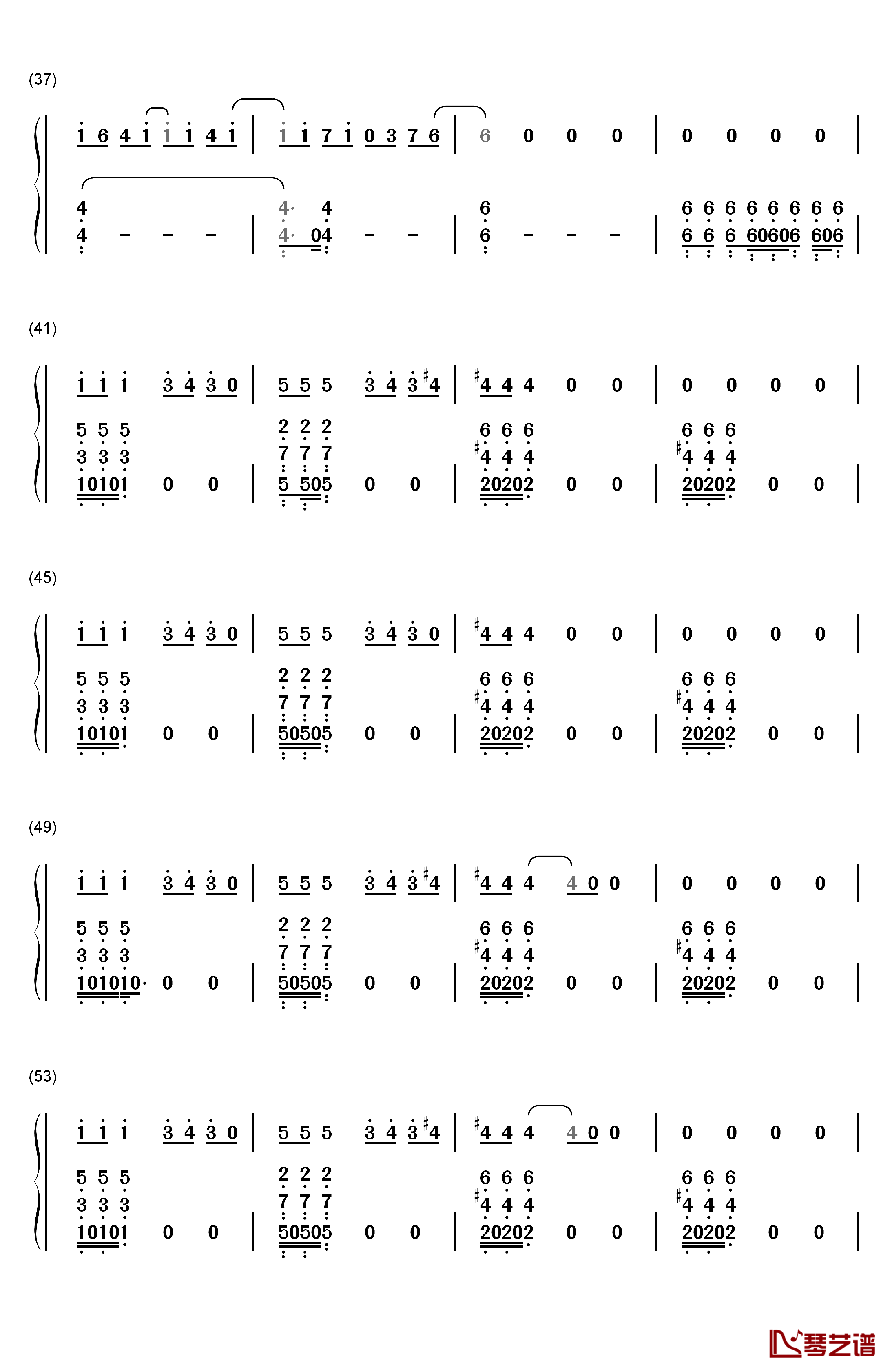 初学者钢琴简谱-数字双手-薛之谦3