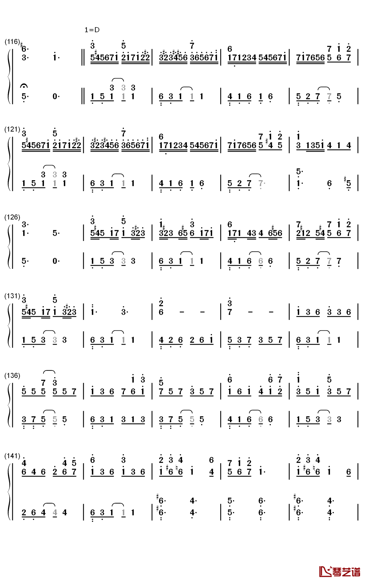 苏醒钢琴简谱-数字双手-林海5