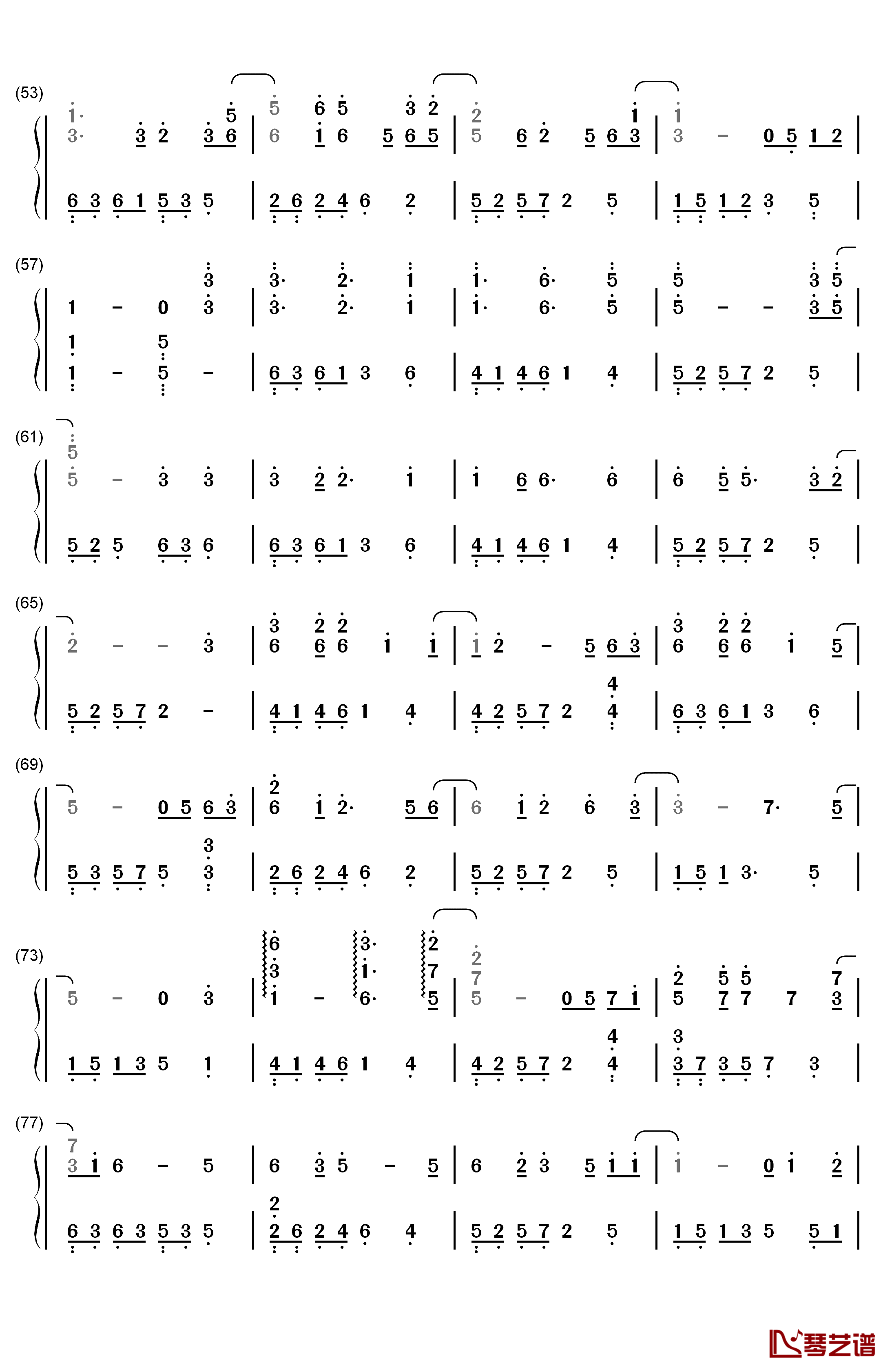 复刻回忆钢琴简谱-数字双手-薛凯琪3