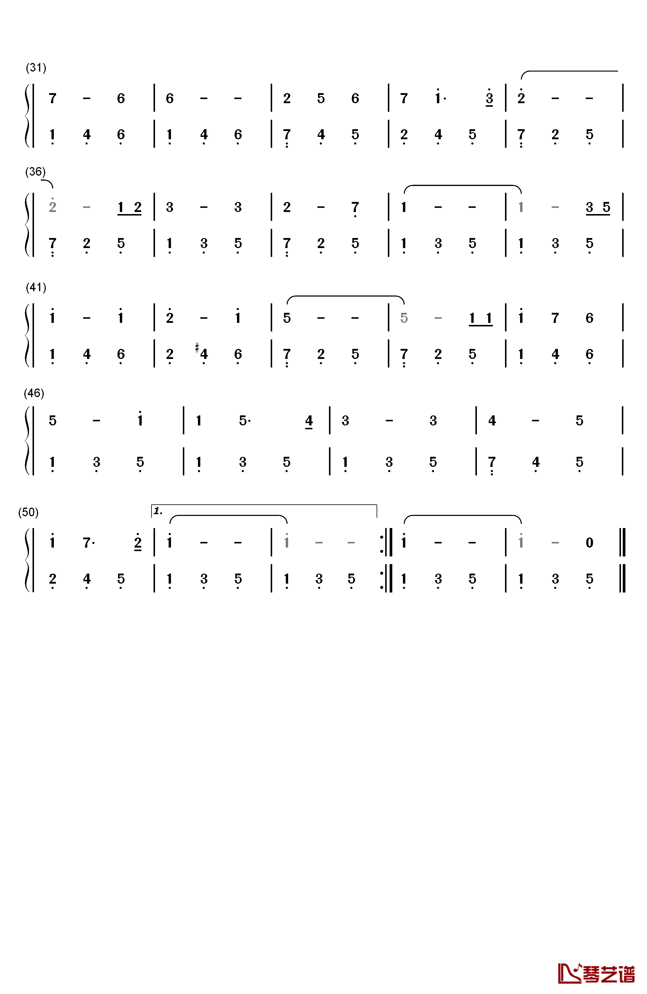 垄上行钢琴简谱-数字双手-张明敏2