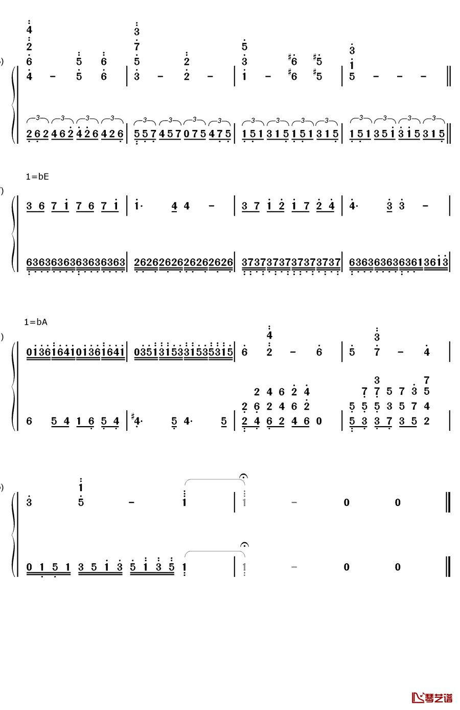 《叶塞尼亚》主题曲（Yesenia）钢琴简谱-数字双手-未知2