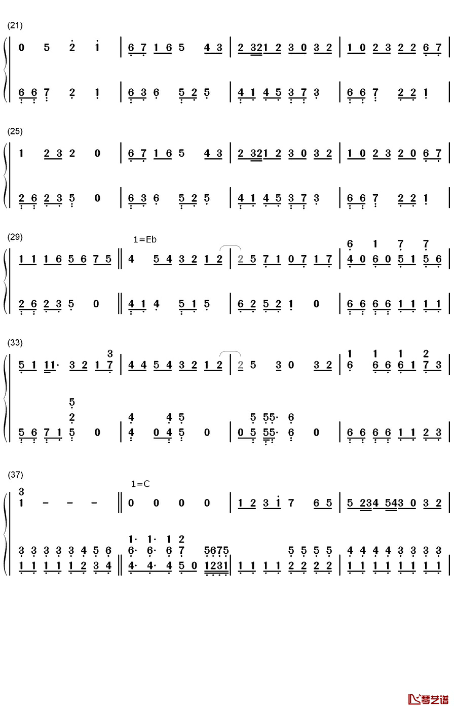 突然钢琴简谱-数字双手-FIELD OF VIEW2