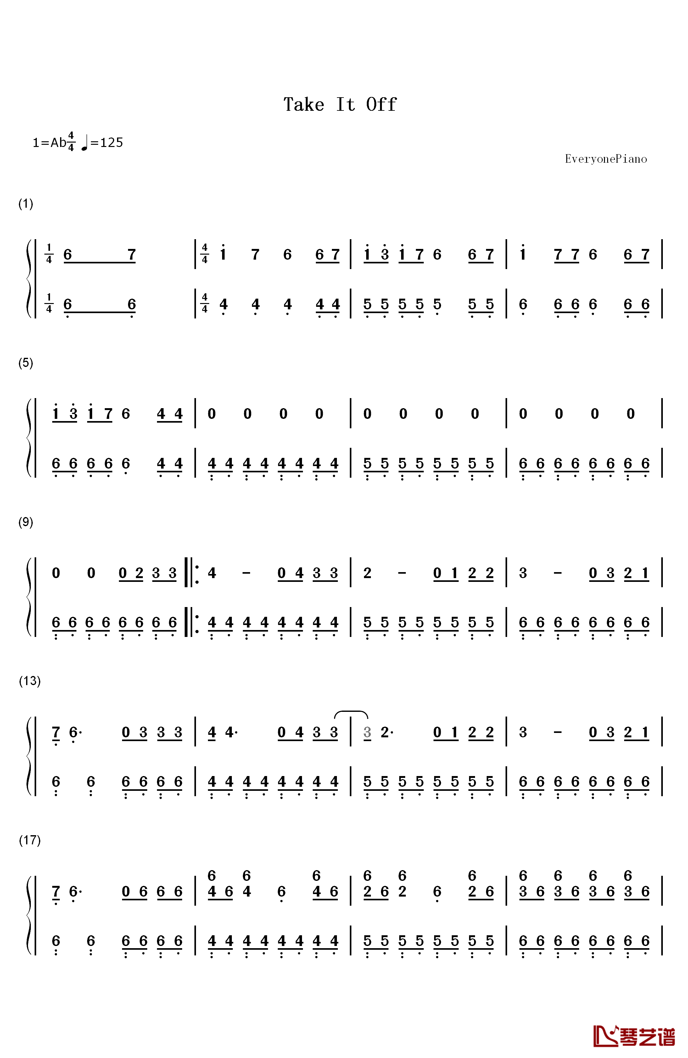 Take It Off钢琴简谱-数字双手-Kesha1