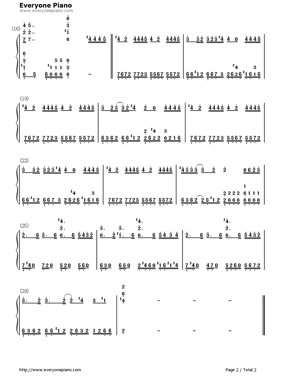 公主病钢琴简谱-数字双手-周杰伦2