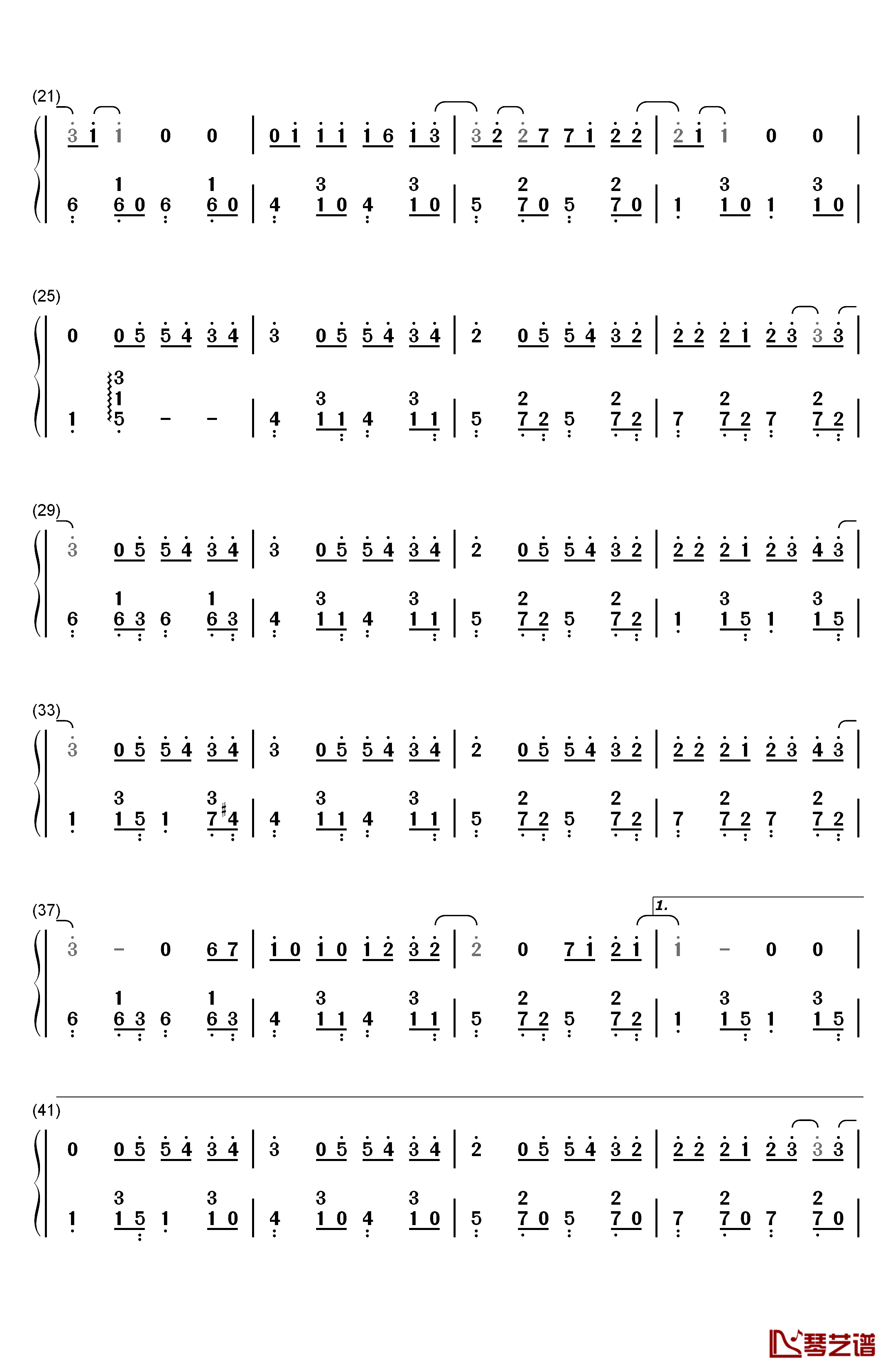 我想我不够好钢琴简谱-数字双手-单色凌2