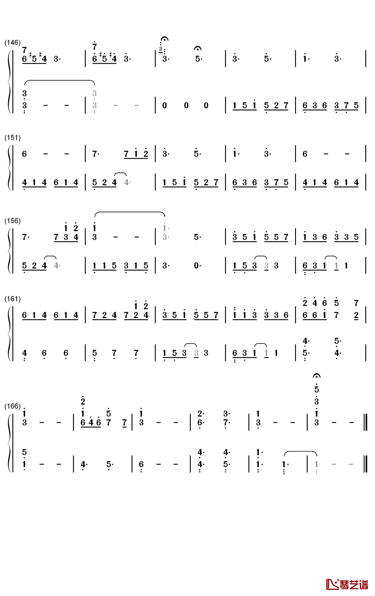 苏醒钢琴简谱-数字双手-林海6