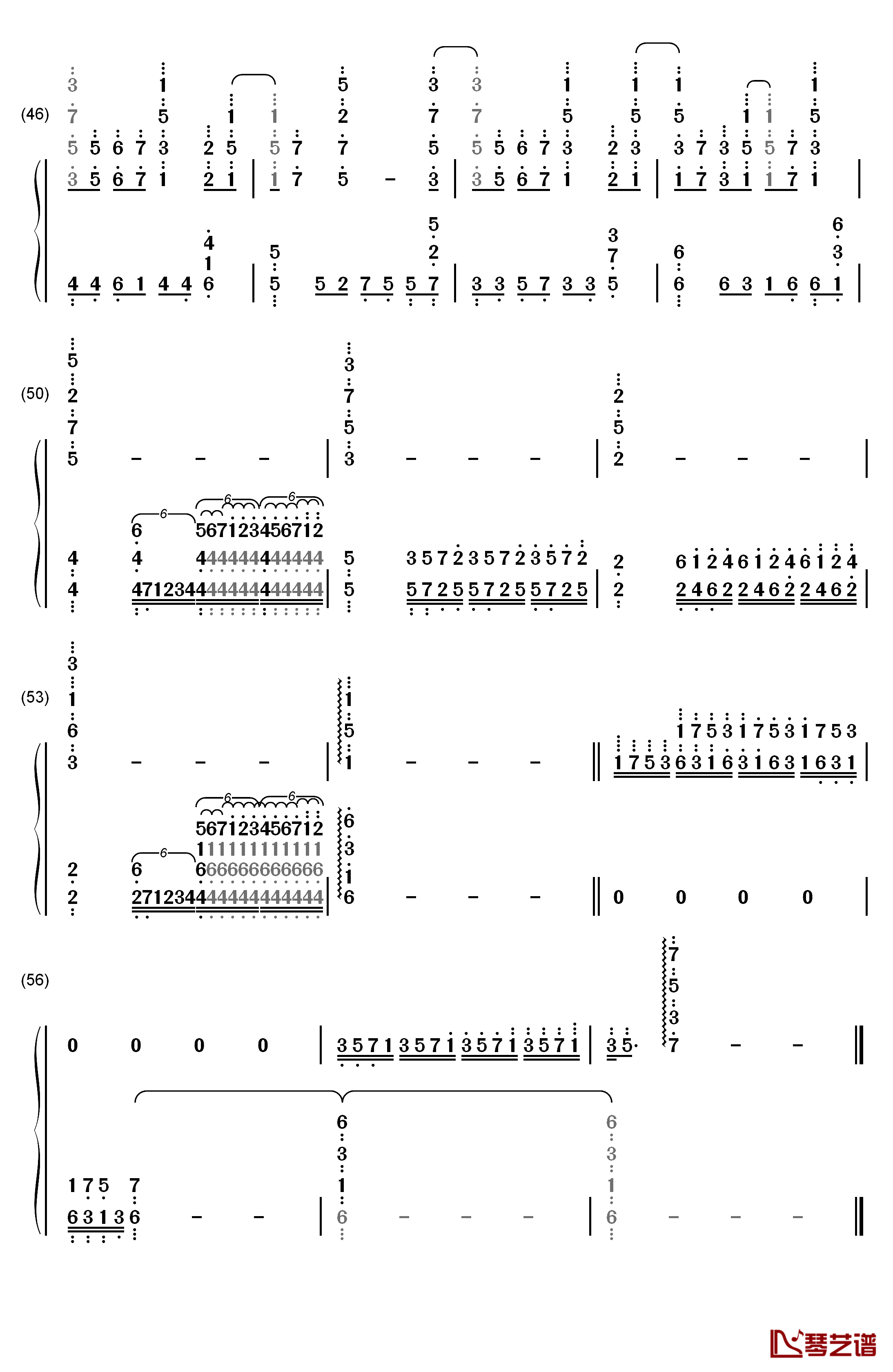 Bravely You钢琴简谱-数字双手-Lia4