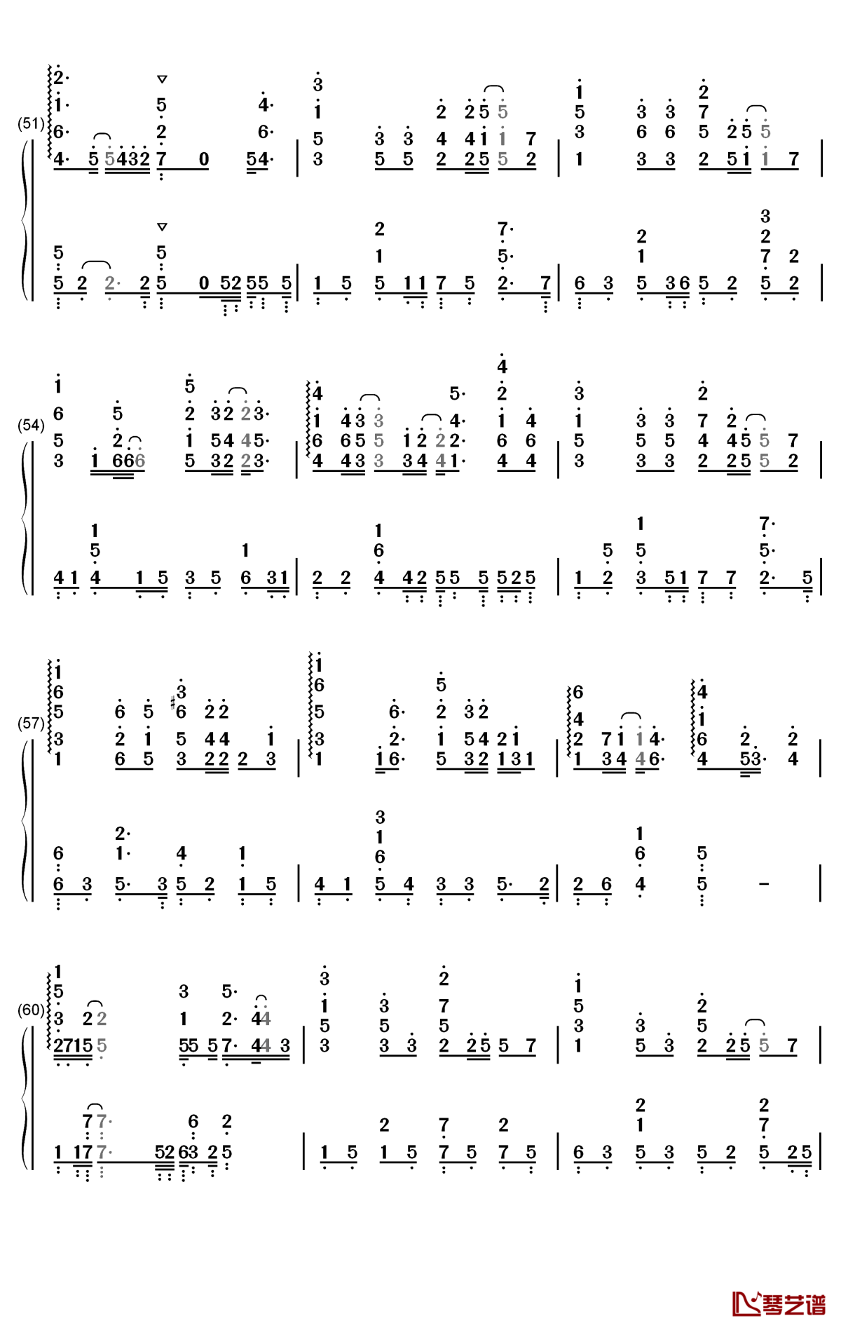 勇气钢琴简谱-数字双手-棉子4