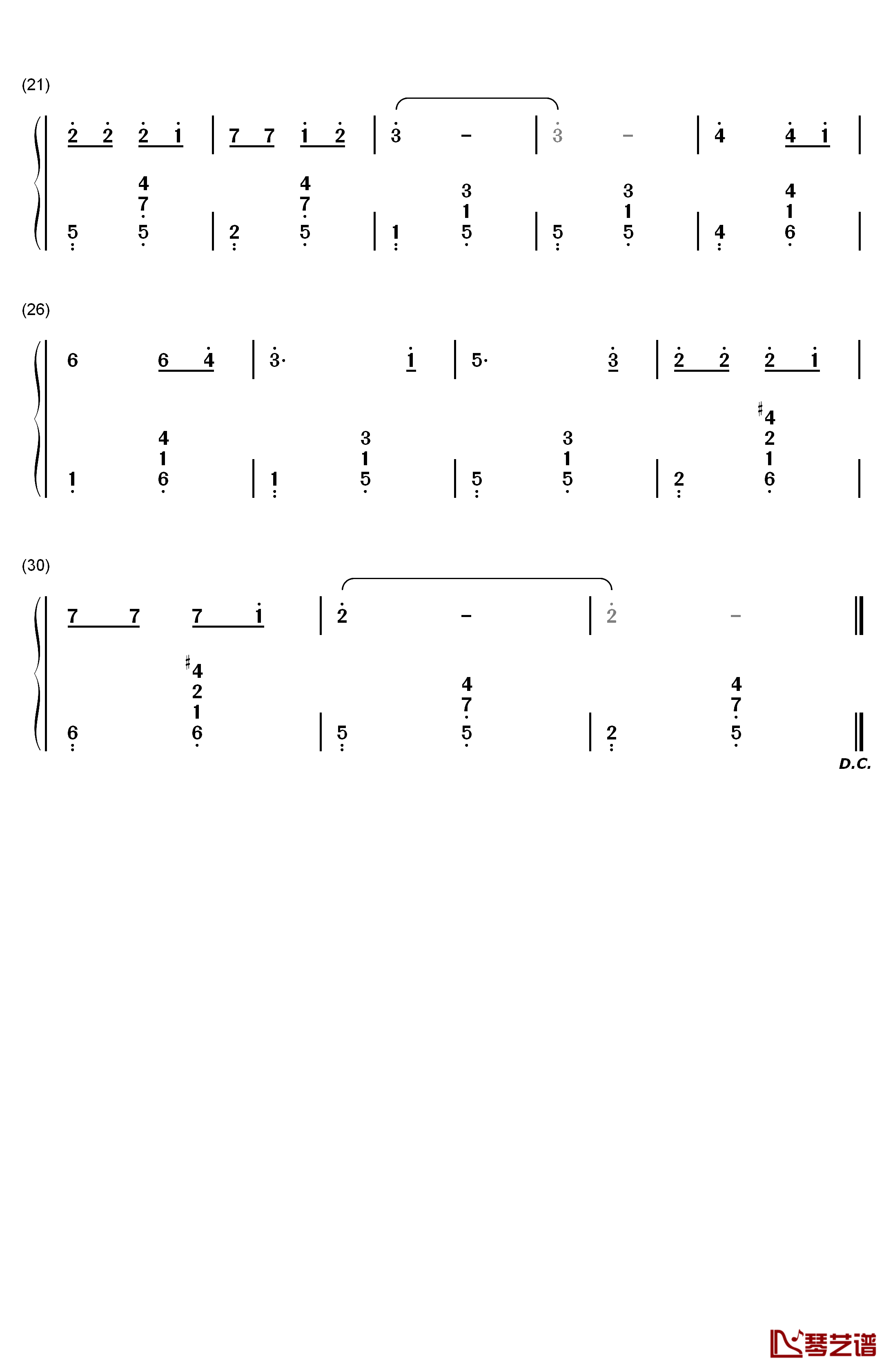 清晨钢琴简谱-数字双手-沈小岑2