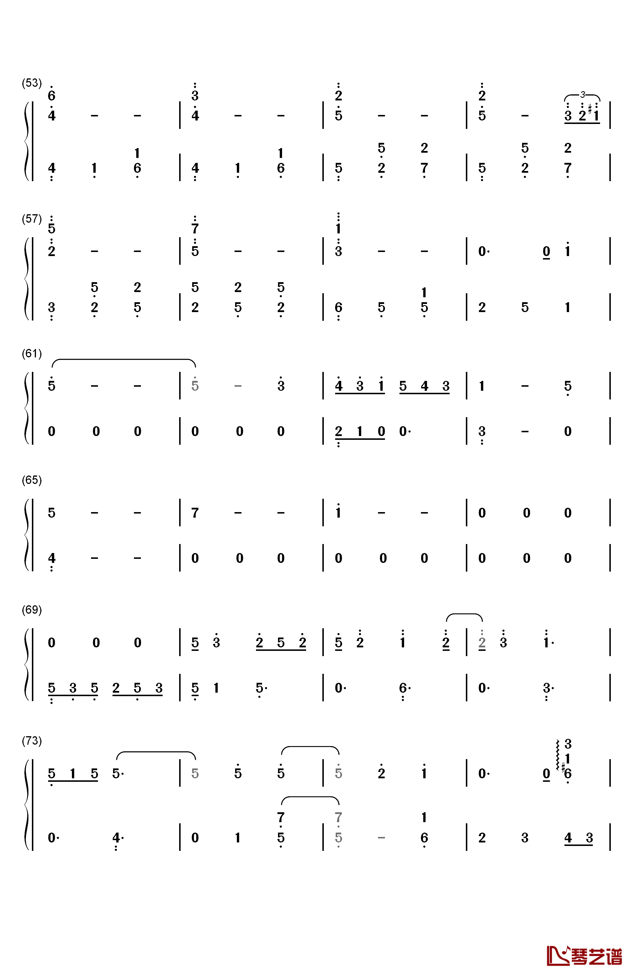 私の嘘钢琴简谱-数字双手-横山克3