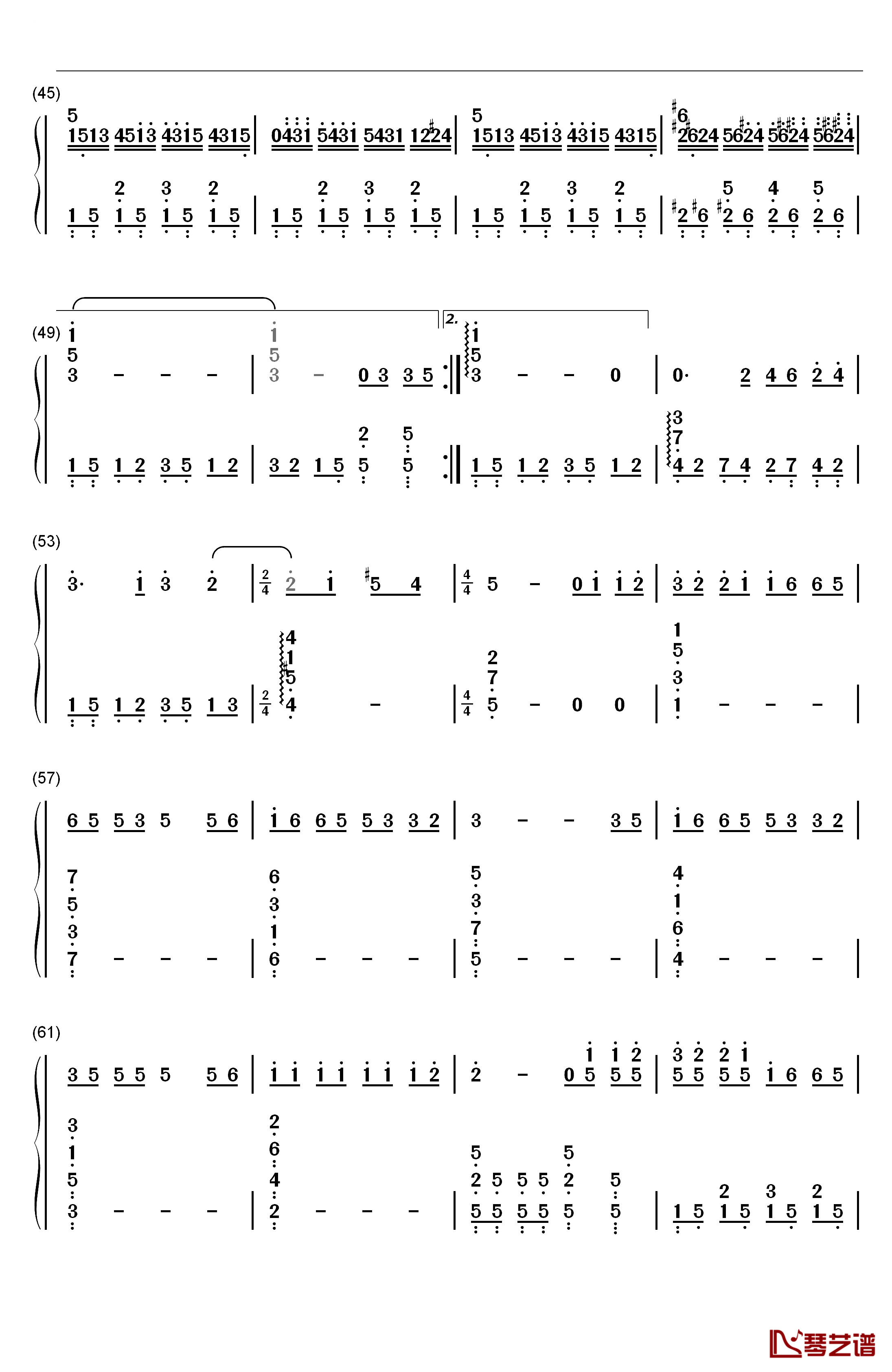 一定要爱你钢琴简谱-数字双手-田一龙3