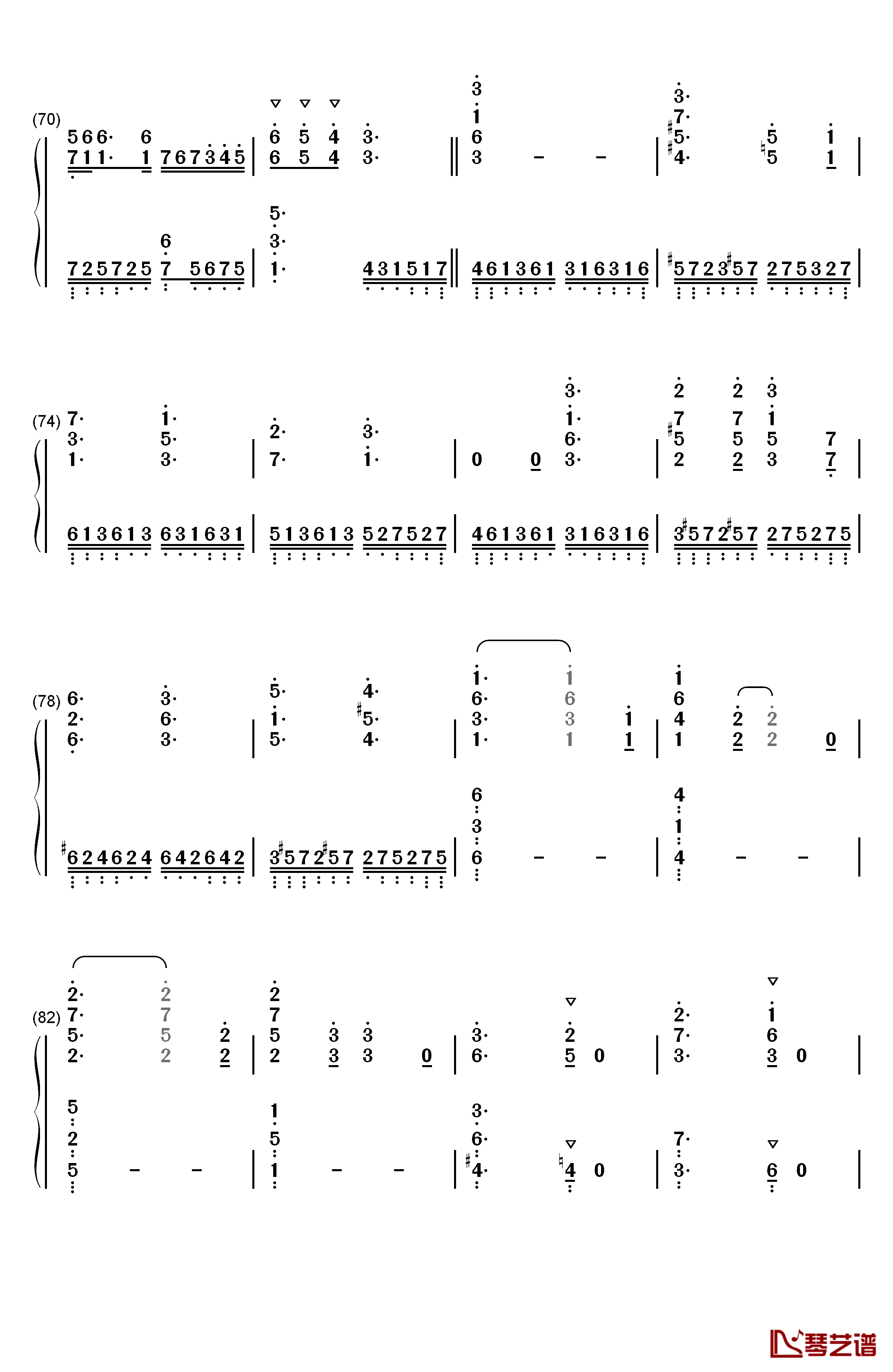 Here钢琴简谱-数字双手-JUNNA5