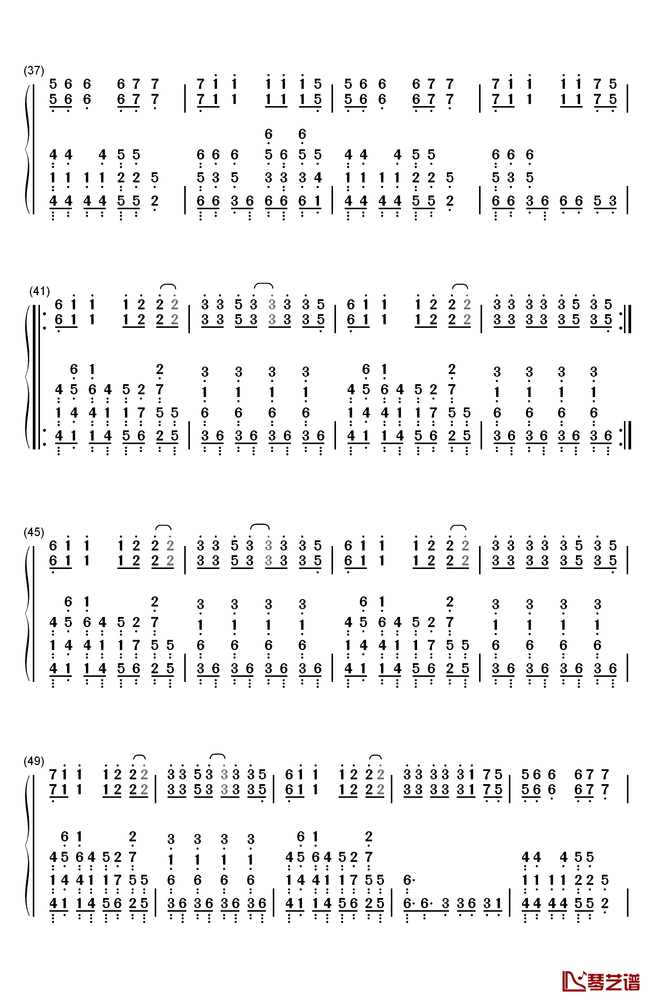 PDD洪荒之力钢琴简谱-数字双手-Hoaprox3