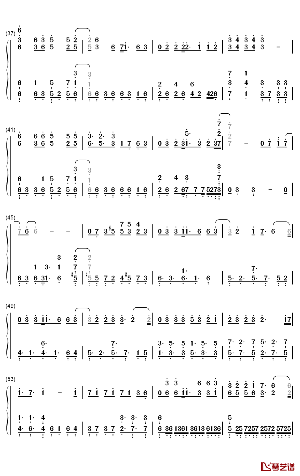 梦的光点钢琴简谱-王心凌歌曲-数字双手曲谱3