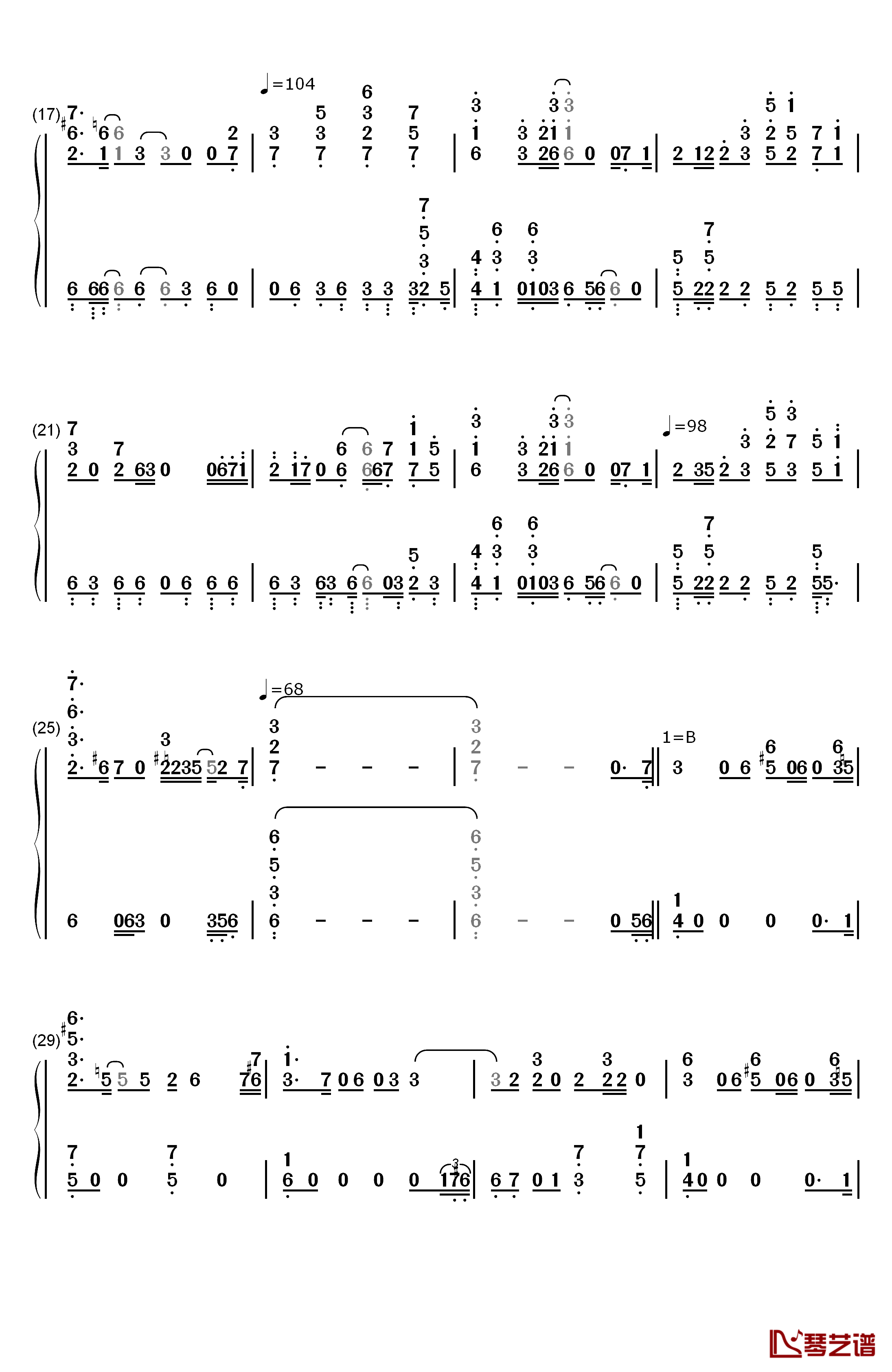 鸟之诗钢琴简谱-数字双手-Lia2