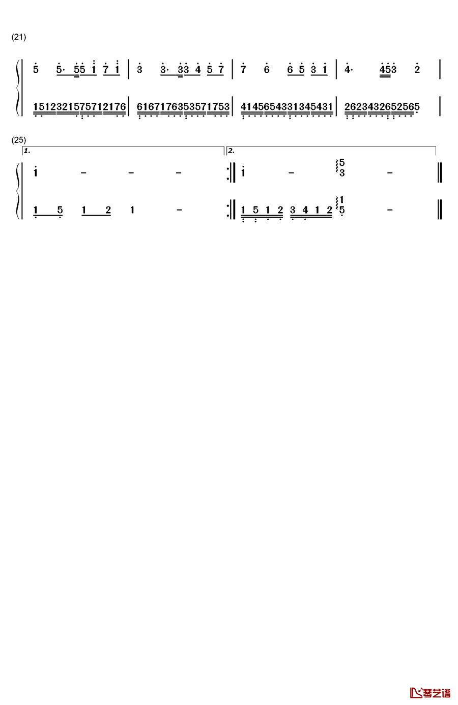 换季钢琴简谱-数字双手-金莎2