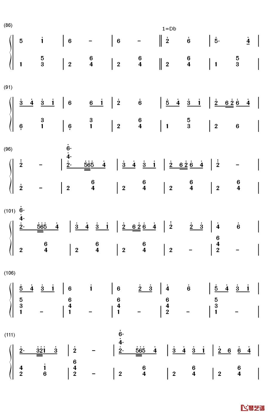 萤火虫之舞钢琴独奏钢琴简谱-数字双手-风潮4