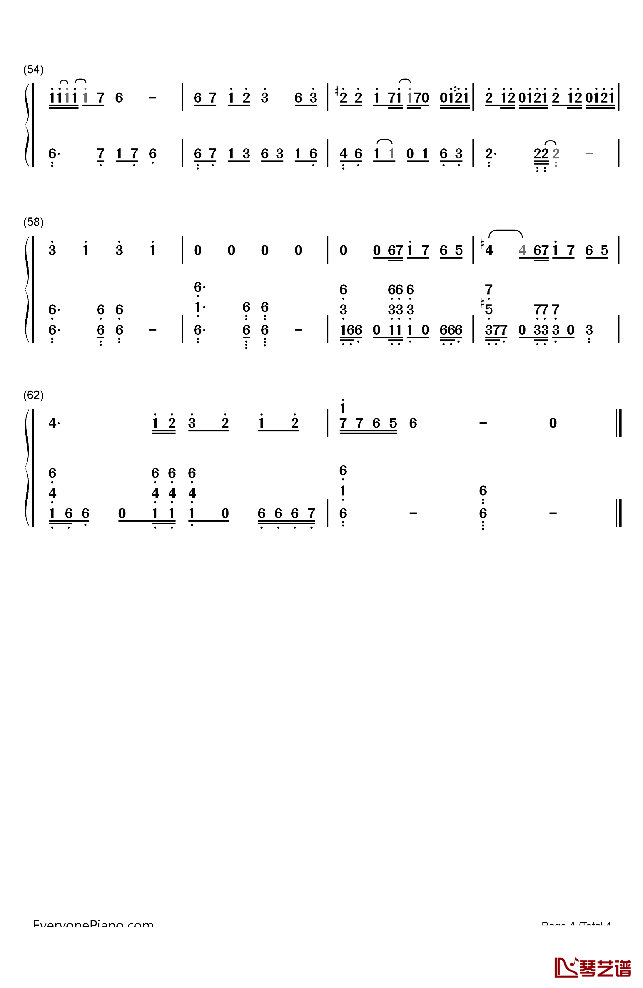 MAMA钢琴简谱-数字双手-EXO-M4