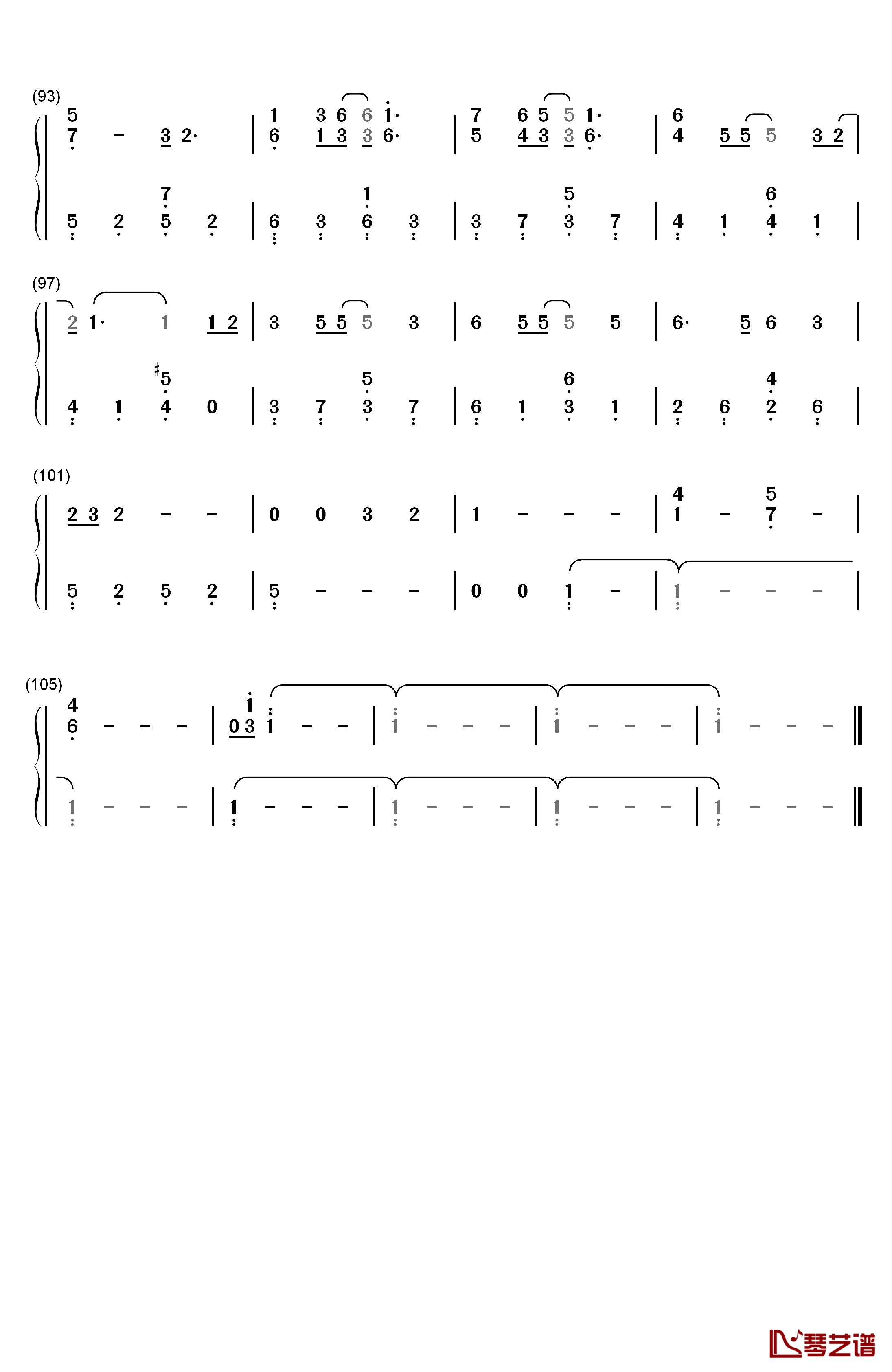 心跳 钢琴简谱-数字双手-王力宏6