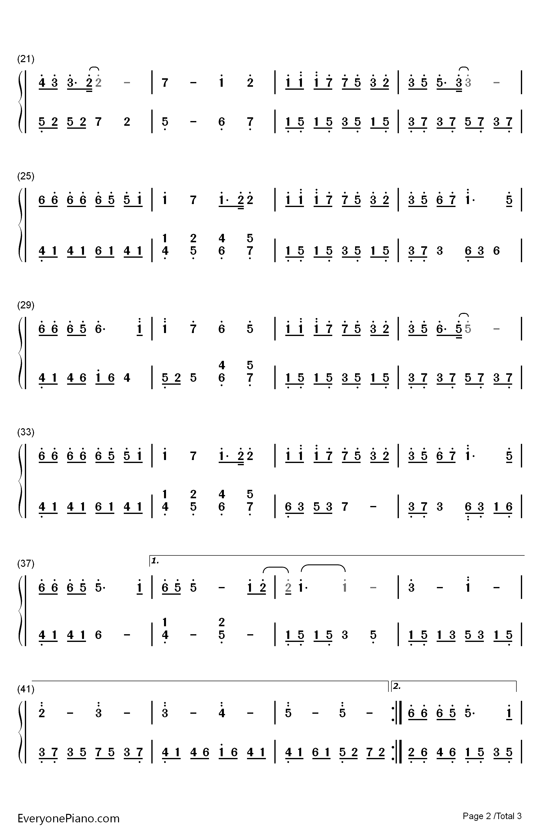 小欢喜钢琴简谱-数字双手-刘瑞琦2