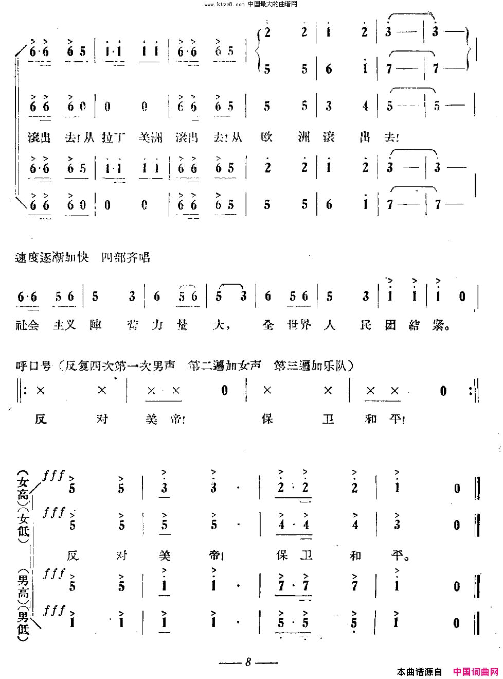 中国人民反美大示威简谱1
