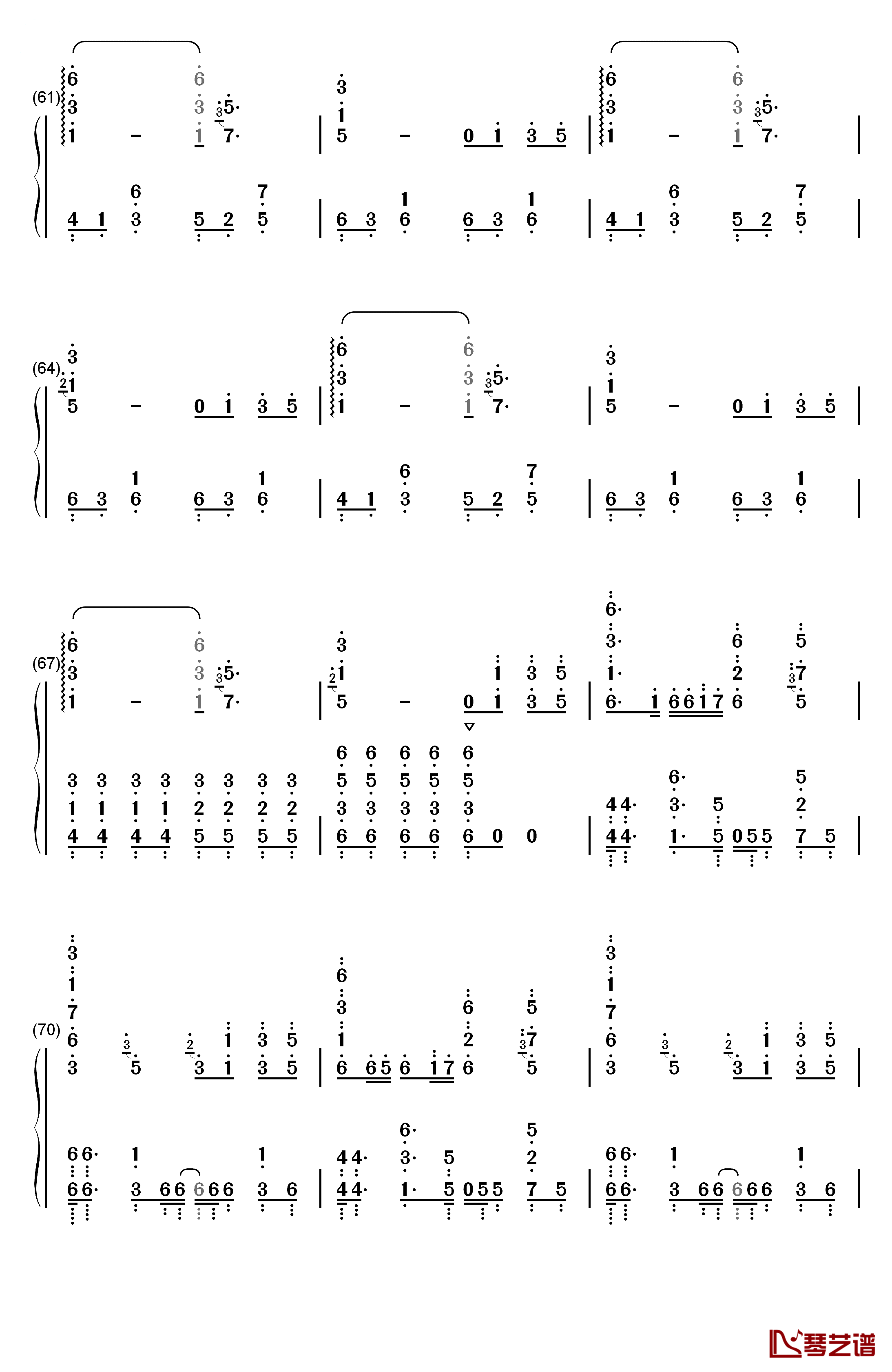 病名为爱钢琴简谱-数字双手-镜音双子6