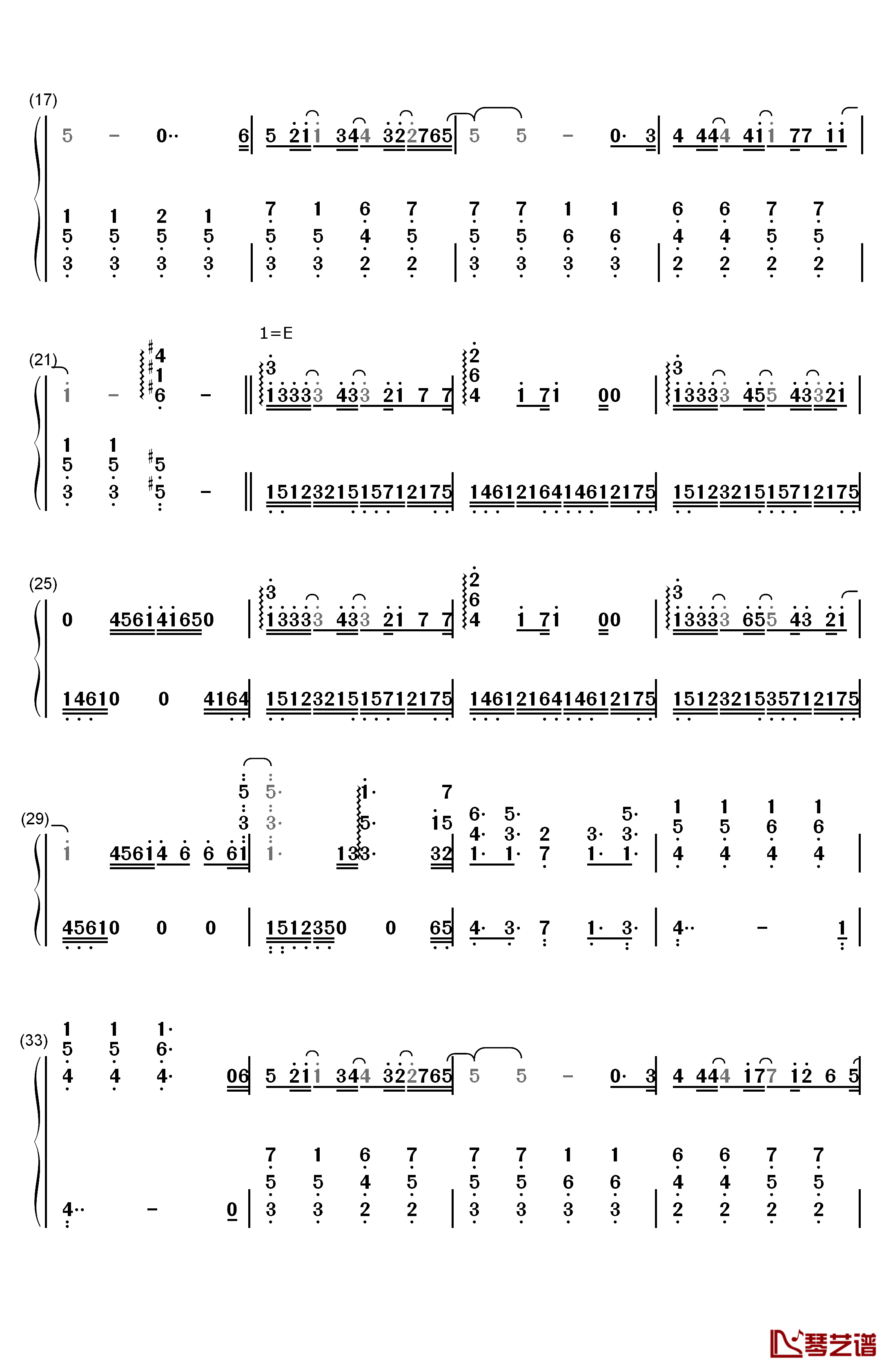 空の向こうに钢琴简谱-数字双手-冈崎律子2