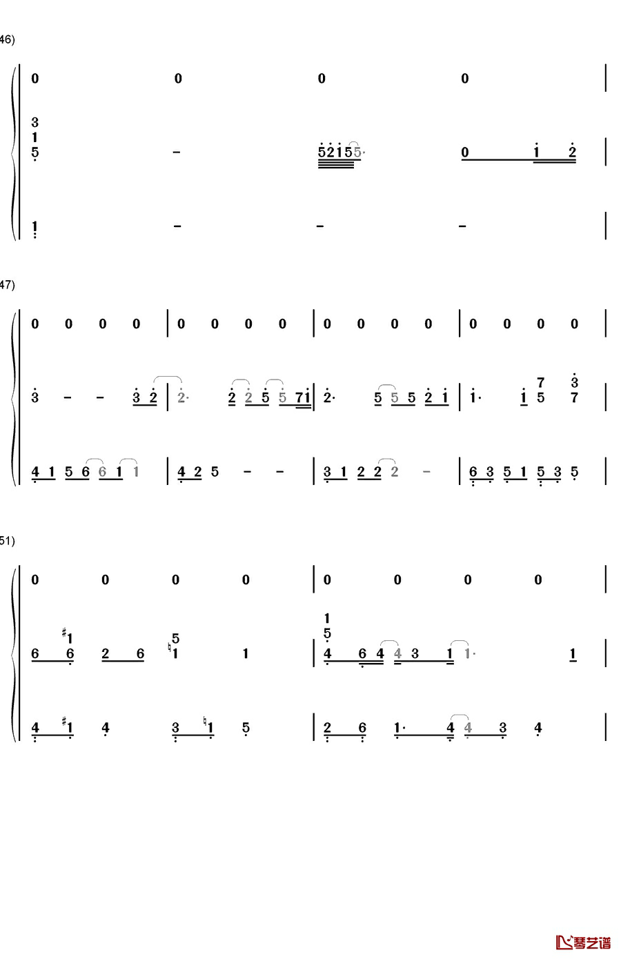 呜咽钢琴简谱-数字双手-郑秀晶6