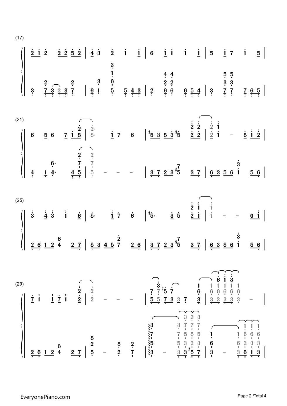 カラフル钢琴简谱-数字双手-沢井美空2