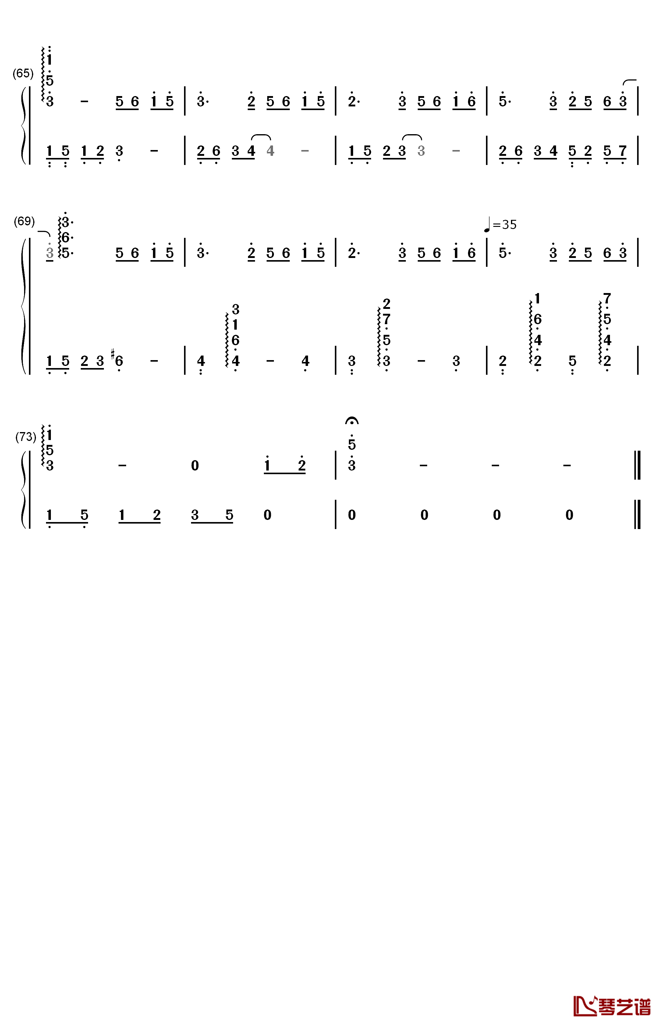 黎明的夜钢琴简谱-数字双手-曾帅4