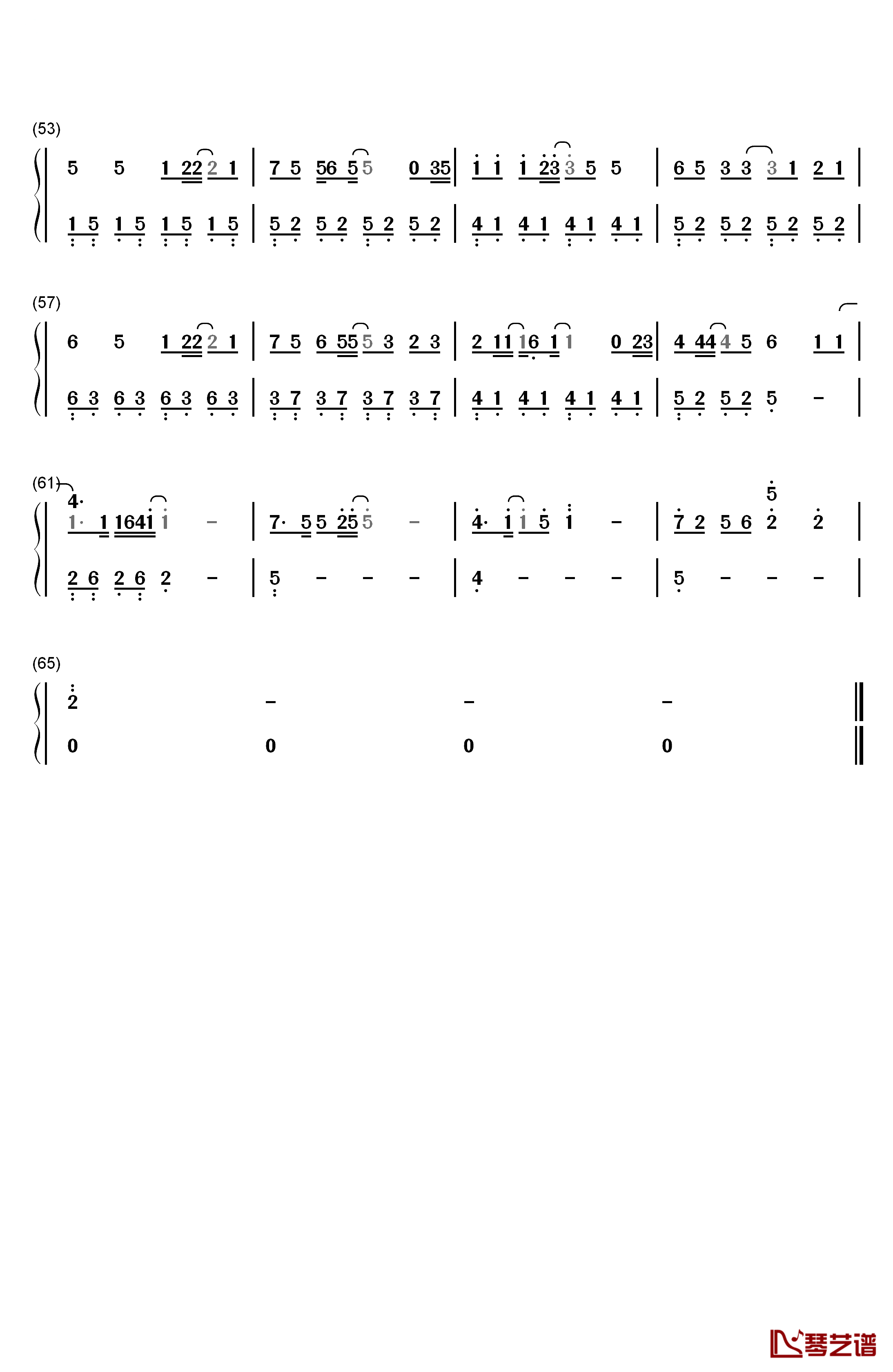 月球上的人钢琴简谱-数字双手-陈奕迅3