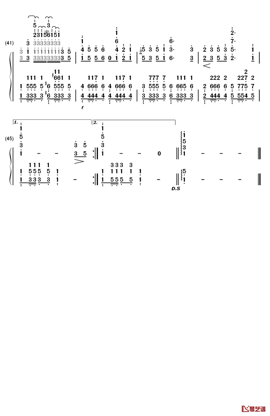 北京欢迎你钢琴简谱-数字双手-小柯3