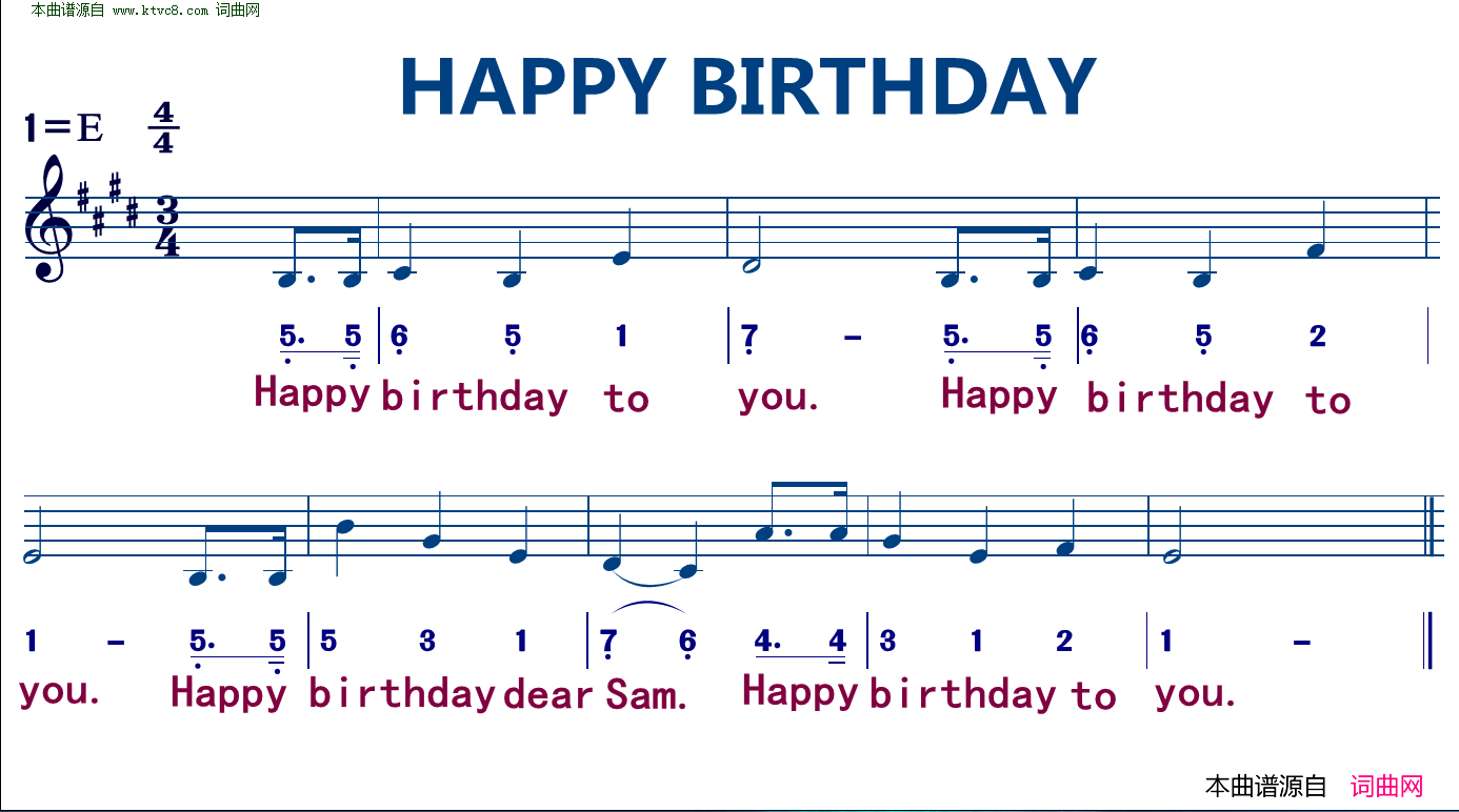 Happy birthday简谱1