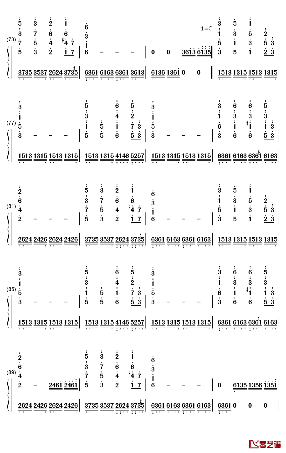 酒醉的蝴蝶钢琴简谱-数字双手-崔伟立4