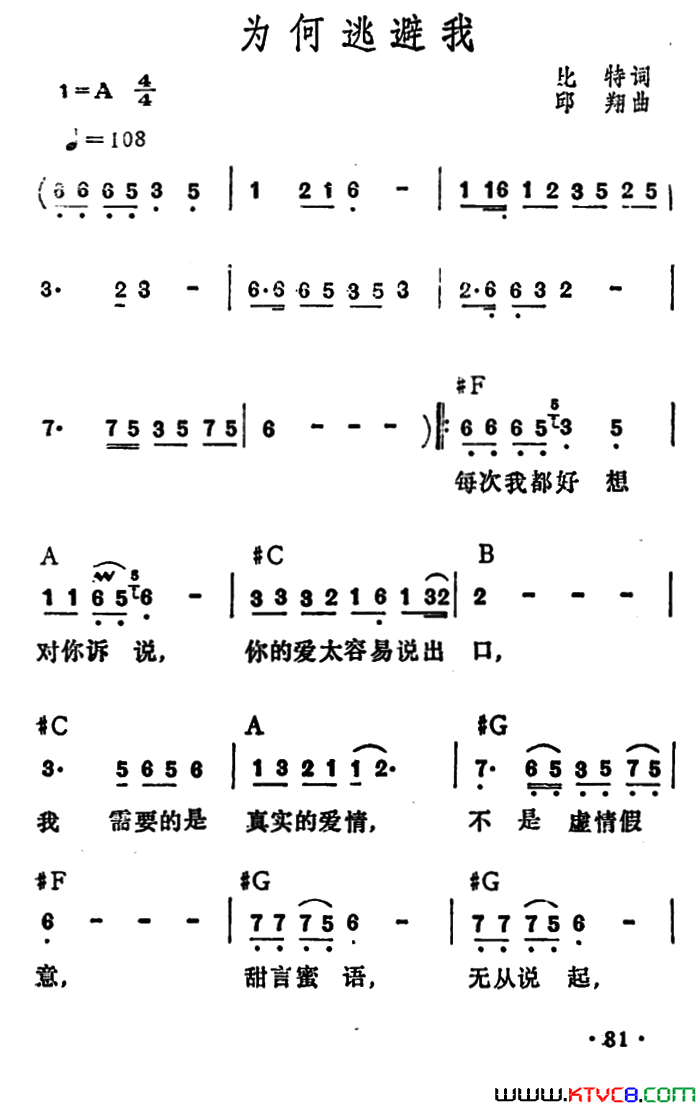 为何逃避我简谱1