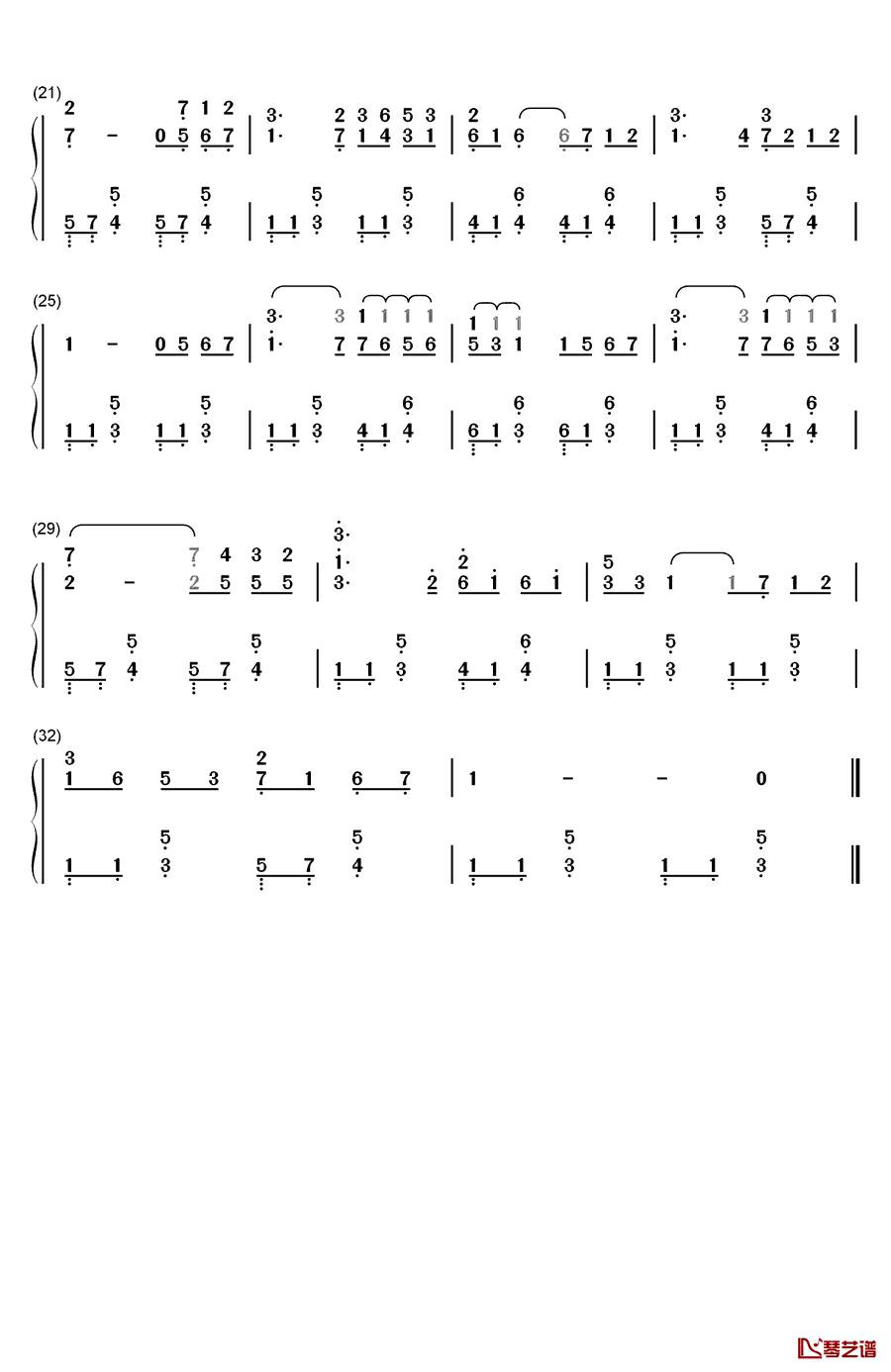 伦敦德里小调钢琴简谱-数字双手-爱尔兰2