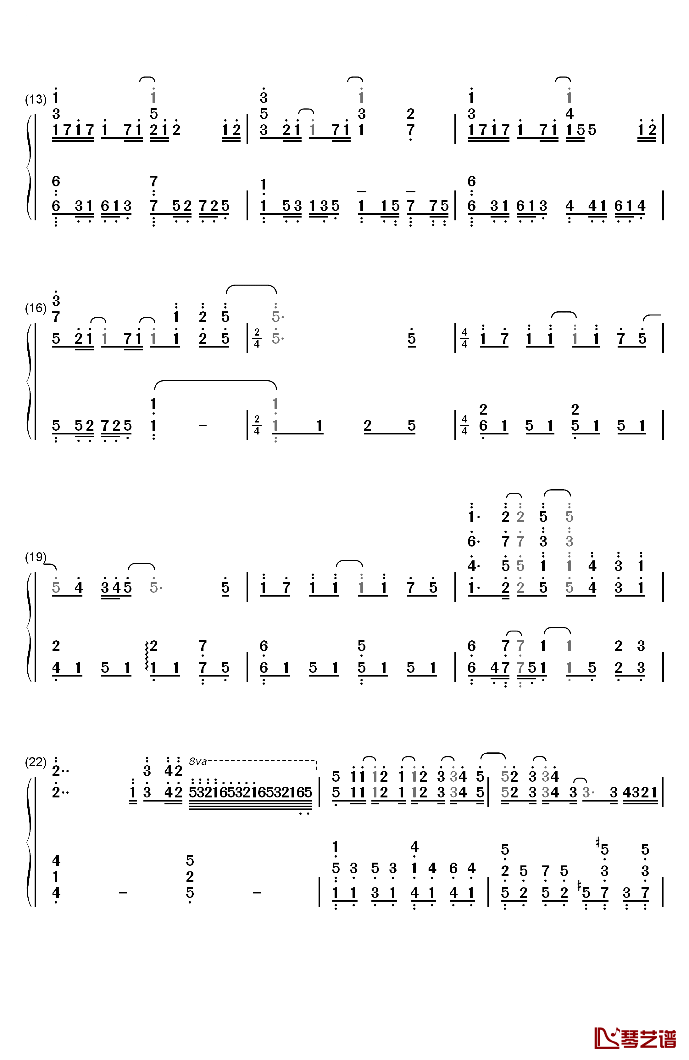 温柔的理由钢琴简谱-数字双手-ChouCho  ちょうちょ2