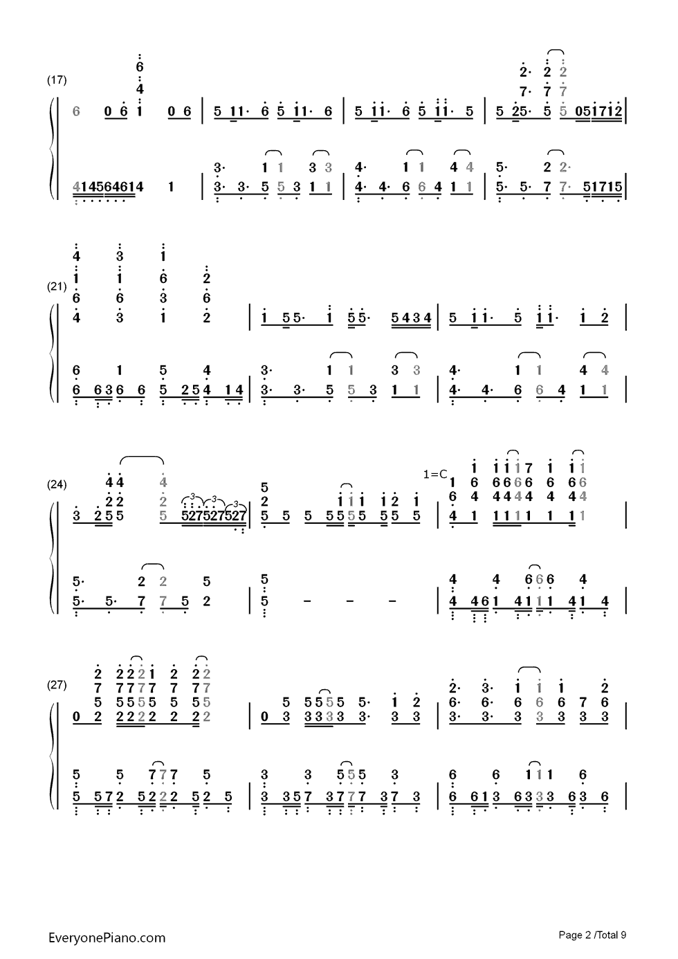 虹を編めたら钢琴简谱-数字双手-fhána2