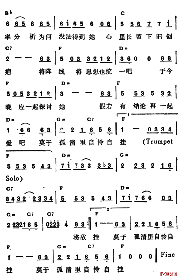 失恋简谱-草蜢演唱2