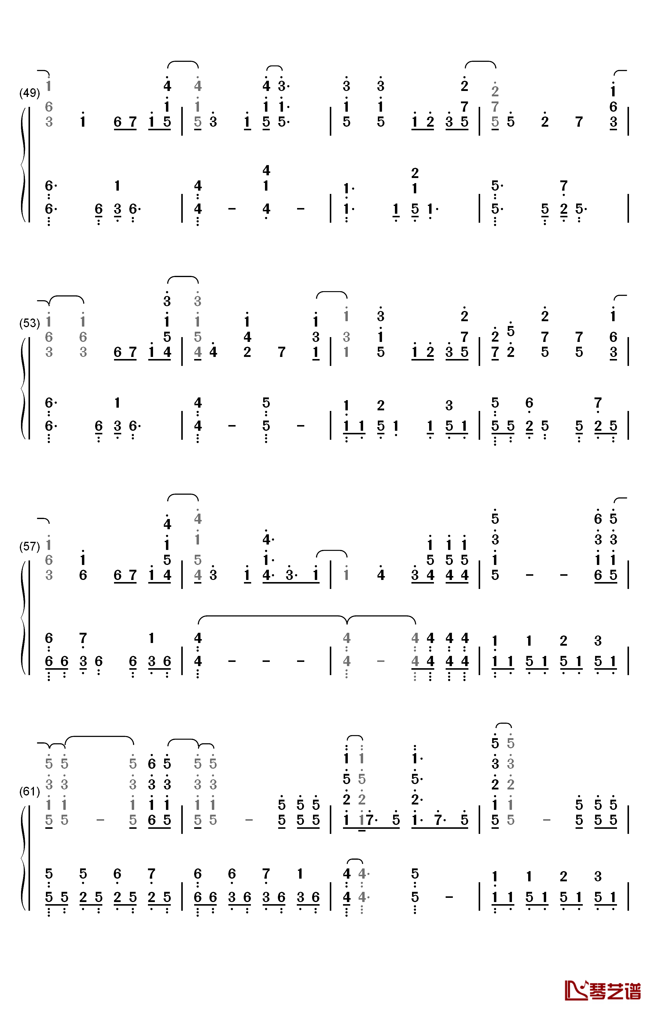 ほうき星钢琴简谱-数字双手-ユンナ4