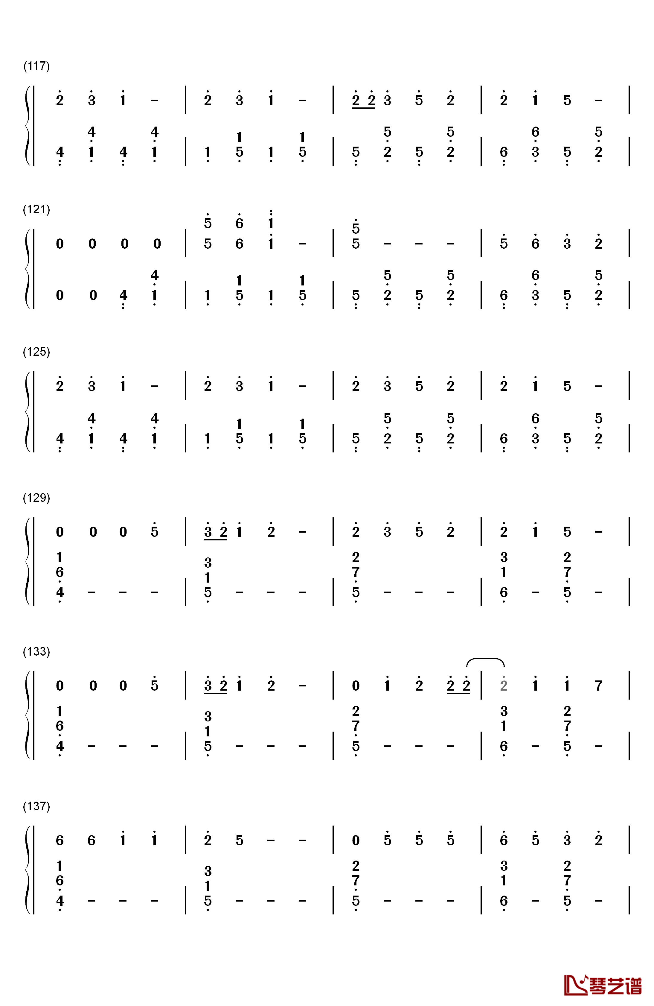 Final Song钢琴简谱-数字双手-MO6