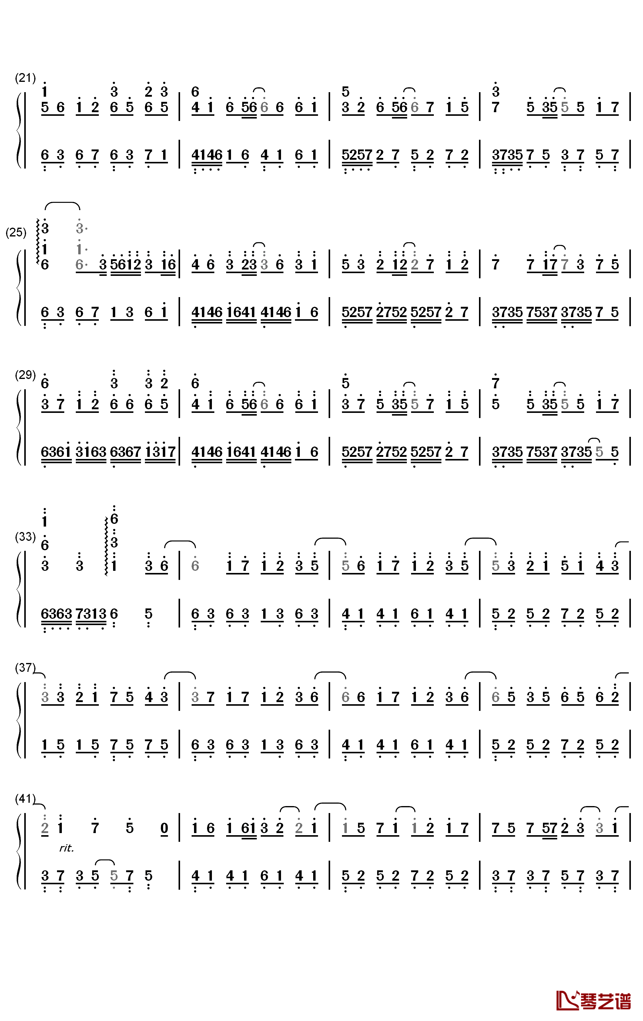 几经淬透钢琴简谱-数字双手-M小冯哒2