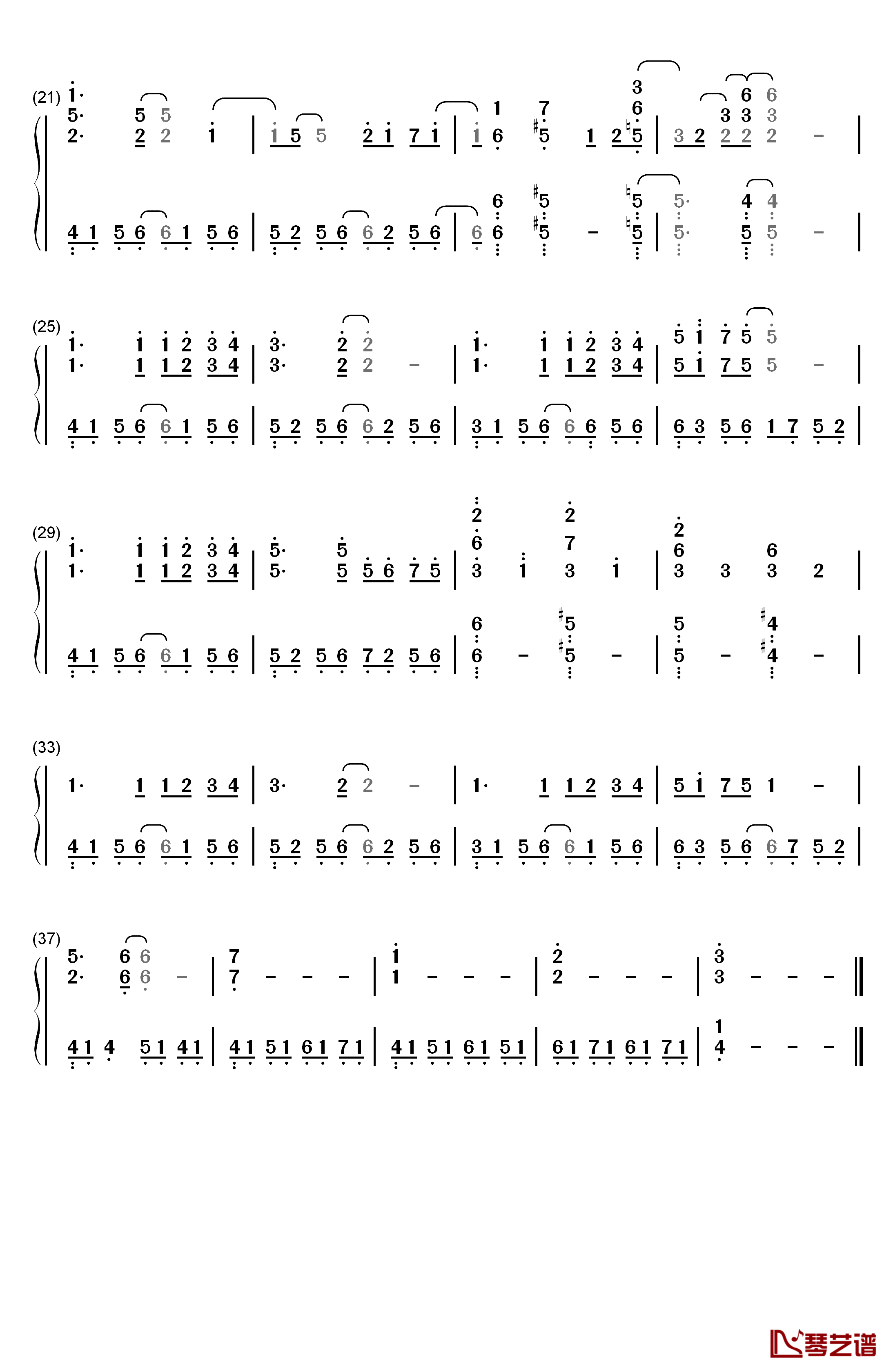 友人A钢琴简谱-数字双手-横山克2