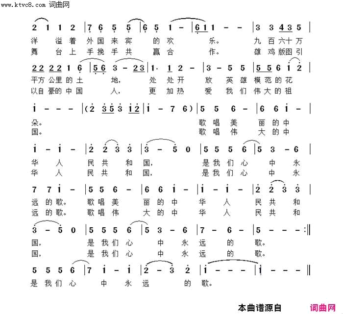 我们心中永远的歌中文简谱-王井芳演唱-王井芳/王井芳词曲1