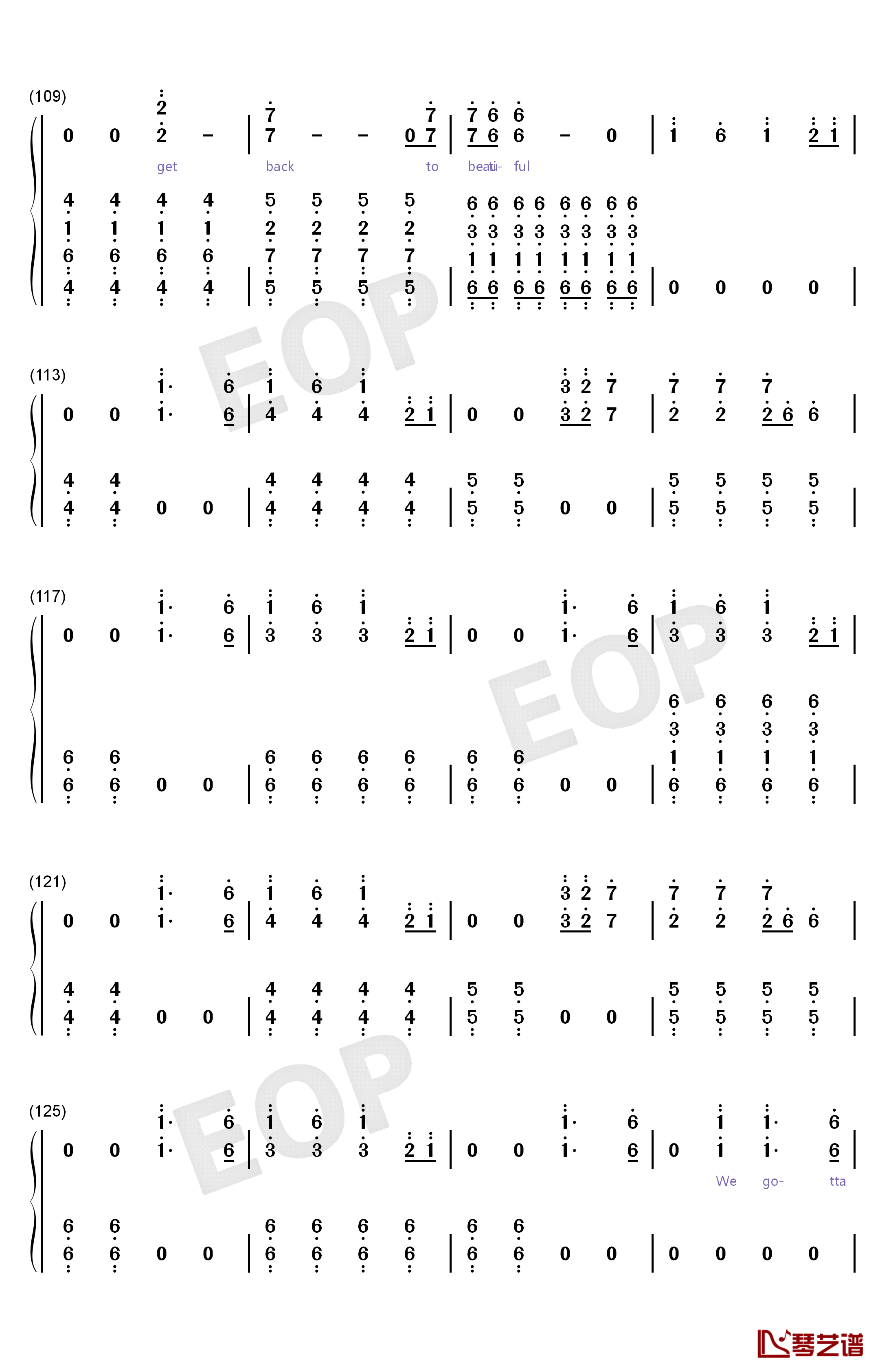 Back to Beautiful钢琴简谱-数字双手-Sofia Carson Alan Walker7