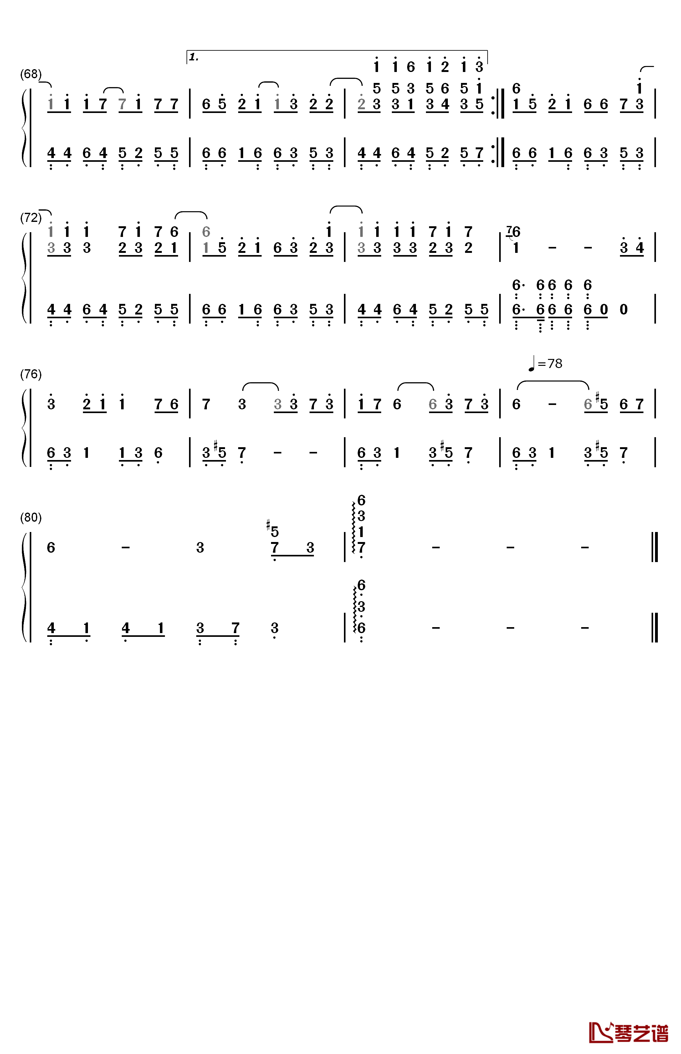 因为我太傻钢琴简谱-数字双手-金贤重4